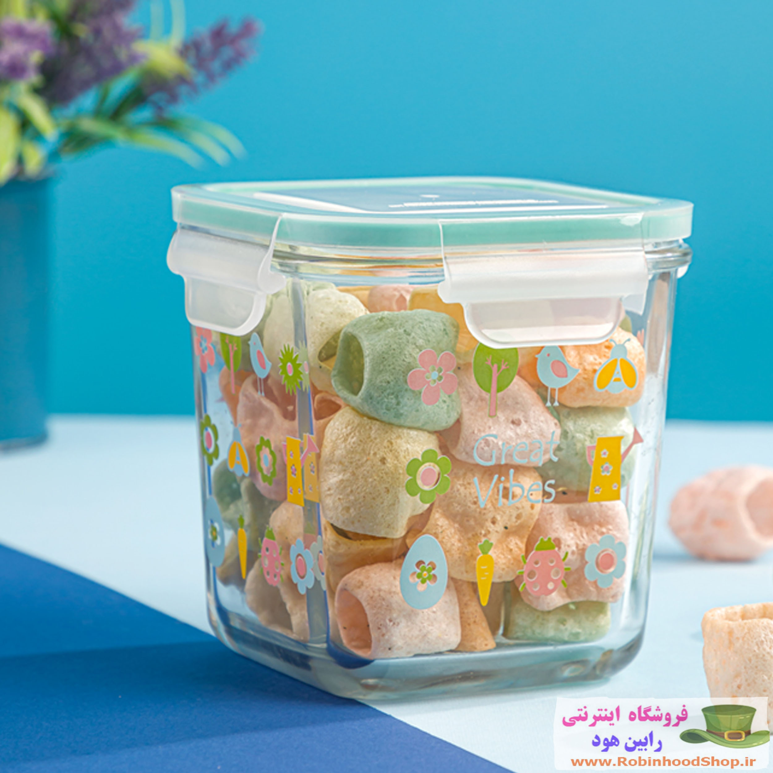 ظرف شیشه ای مربع دربدار 860 میلی لیتر - Image 2