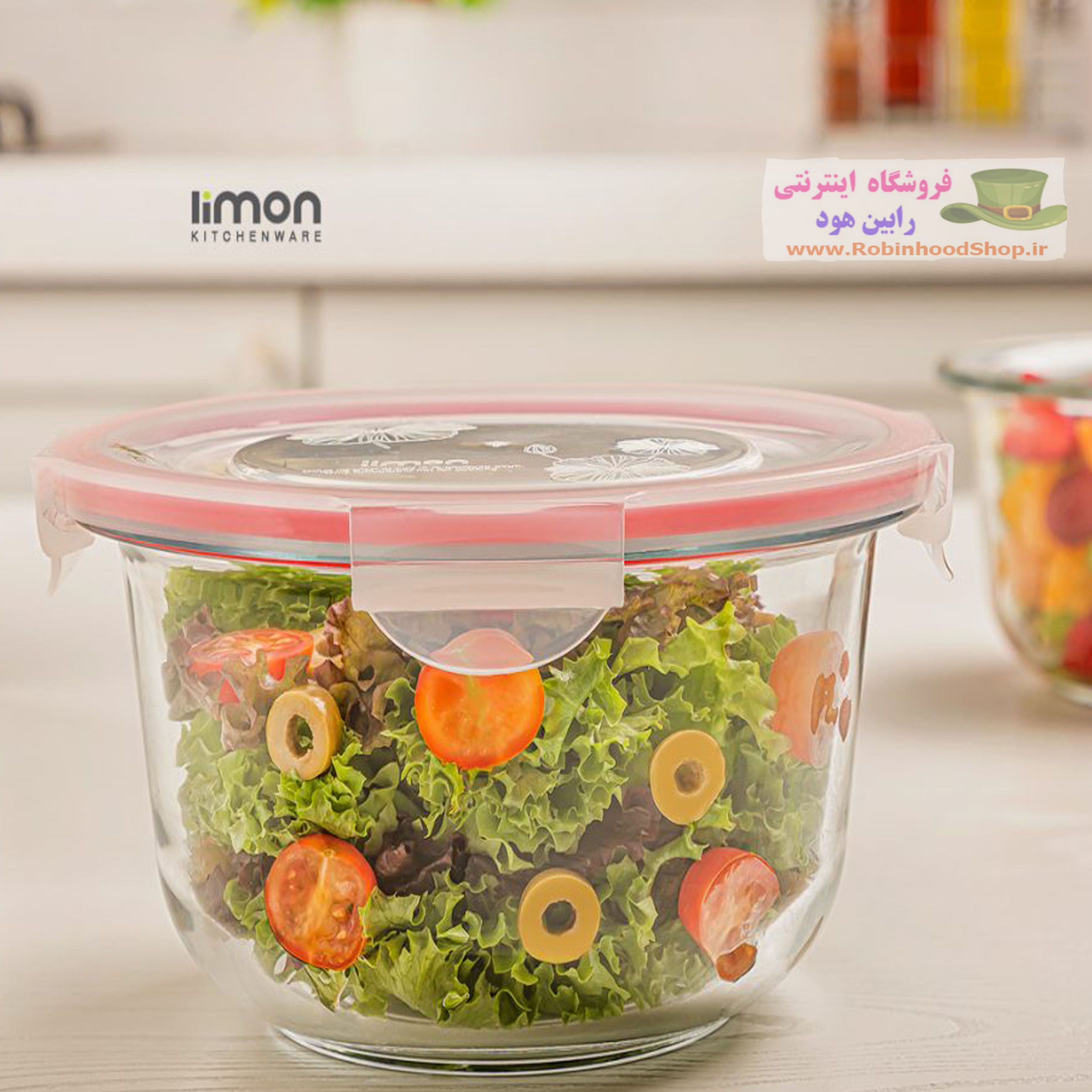 کاسه گرد شیشه ای دربدار متوسط - Image 3