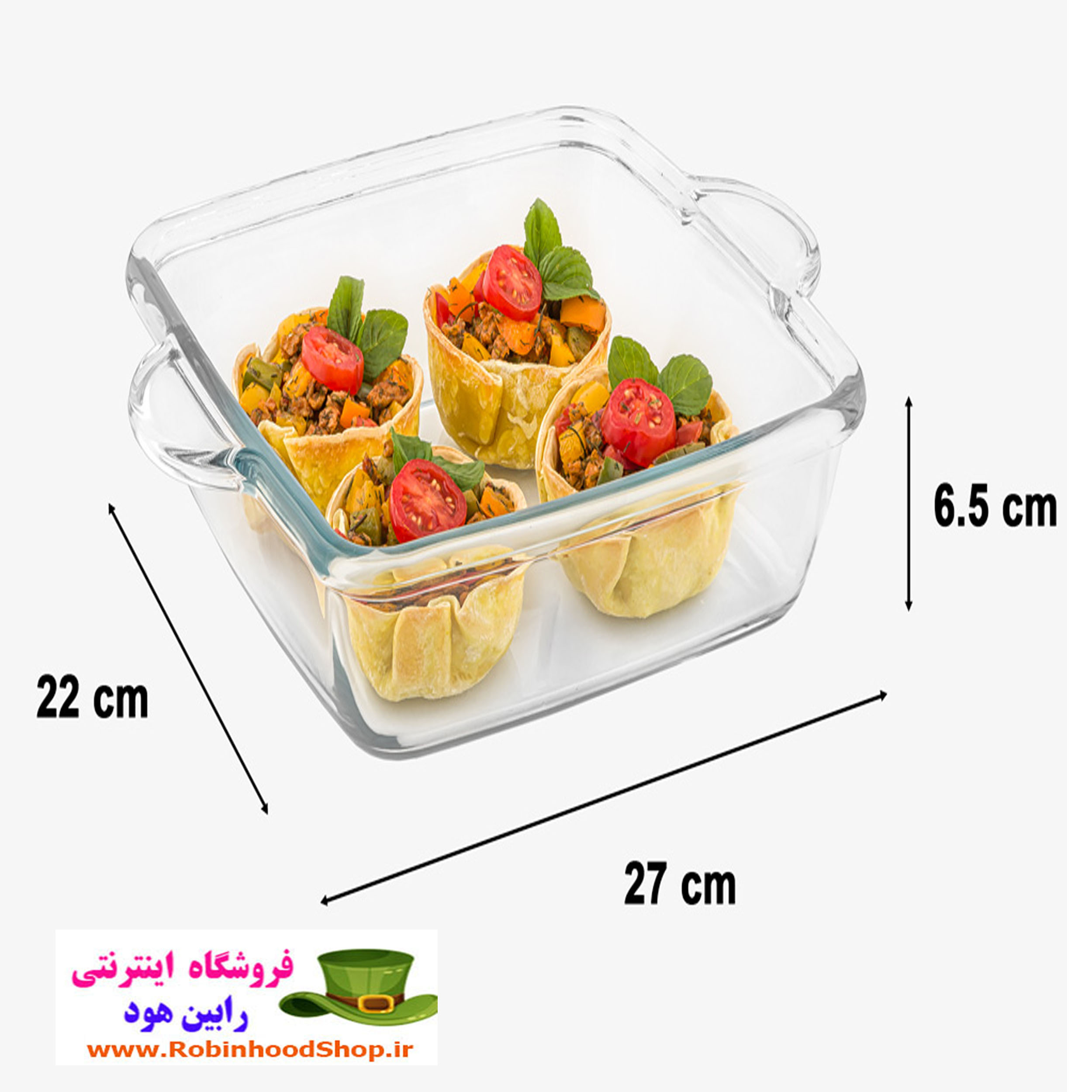 ظرف تابه چهارگوش شیشهای 2لیتر - Image 3