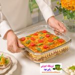ظرف تابه چهارگوش شیشه‌ای 3 لیتر