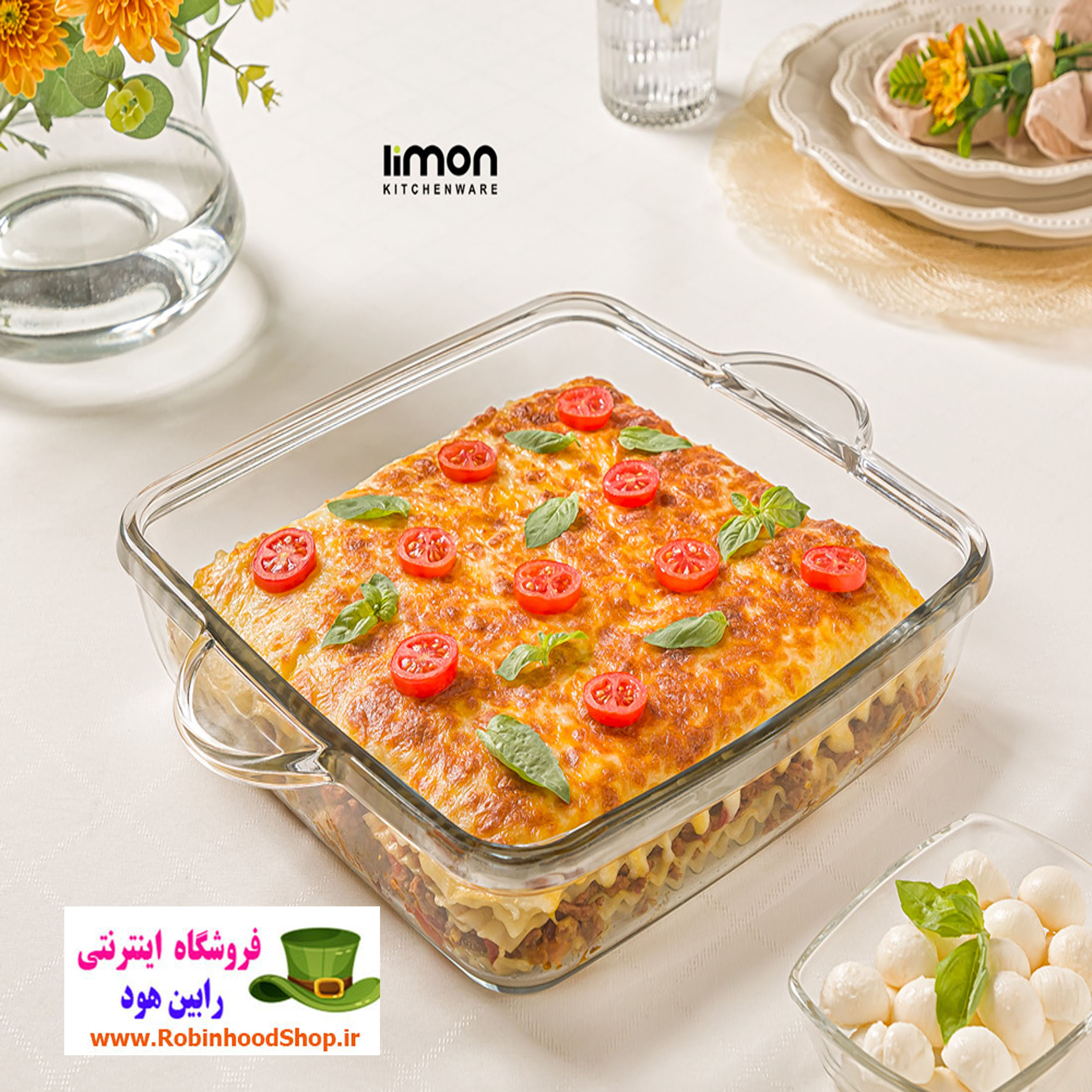 ظرف تابه چهارگوش شیشهای 3 لیتر - Image 3