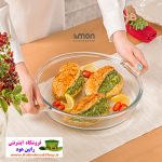 ظرف تابه گرد شیشه‌ای 3.4 لیتر