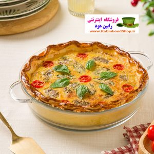 خرید ظرف تابه گرد شیشه ای ضد حرارت برای پخت کیک و شیرینی و ..