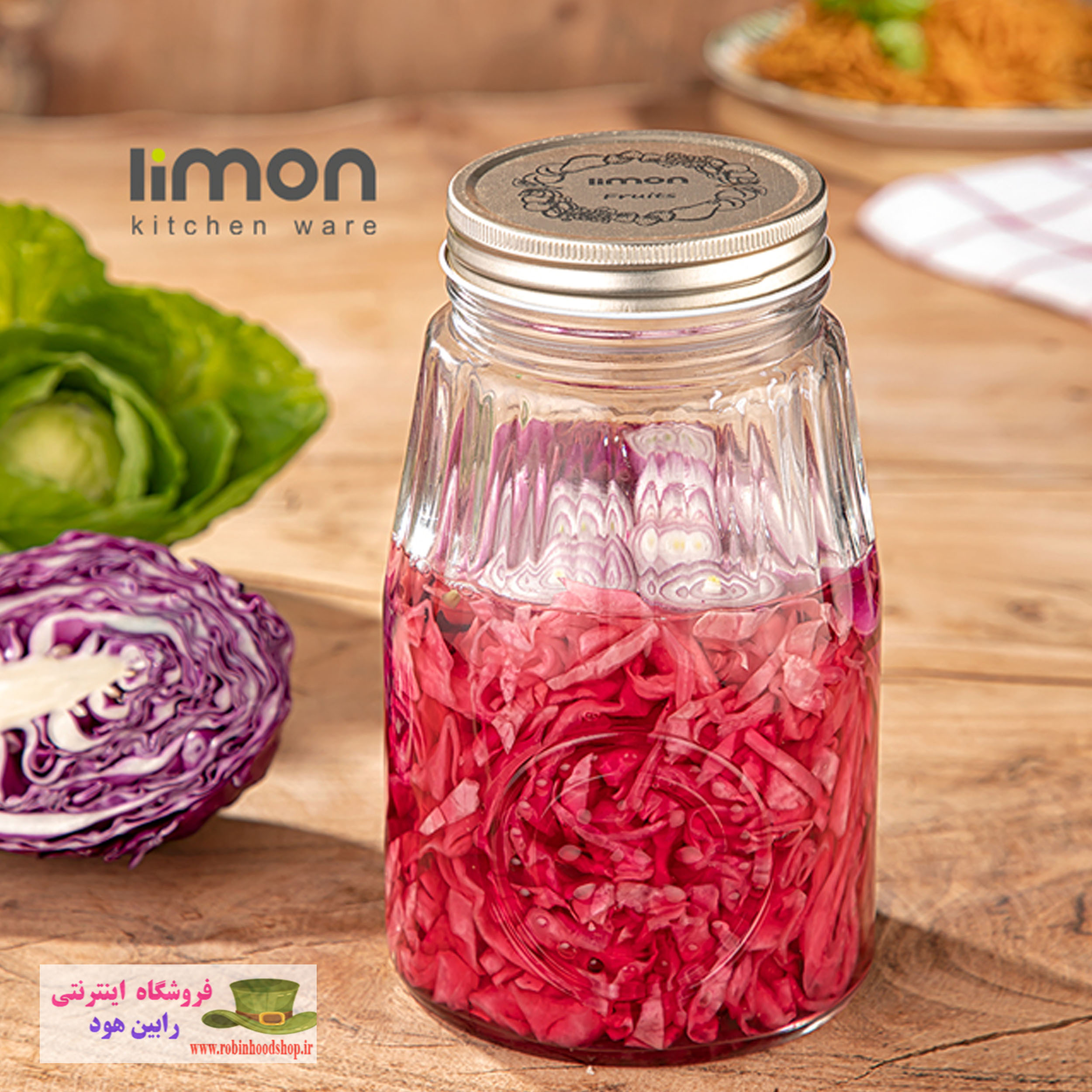 ظرف شیشه ای درب استیل سایز 2