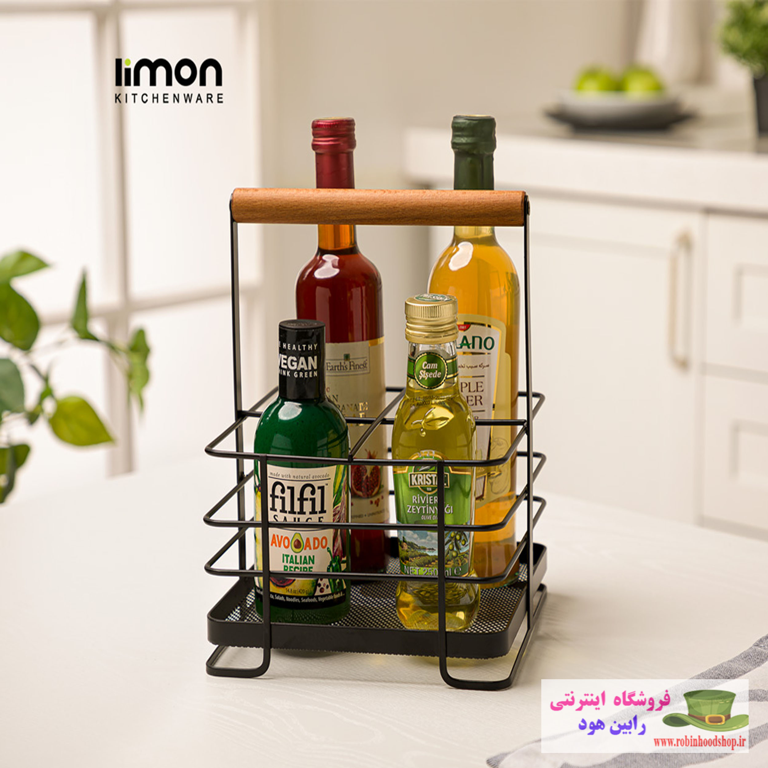 استند فلزی مربع با دسته چوبی