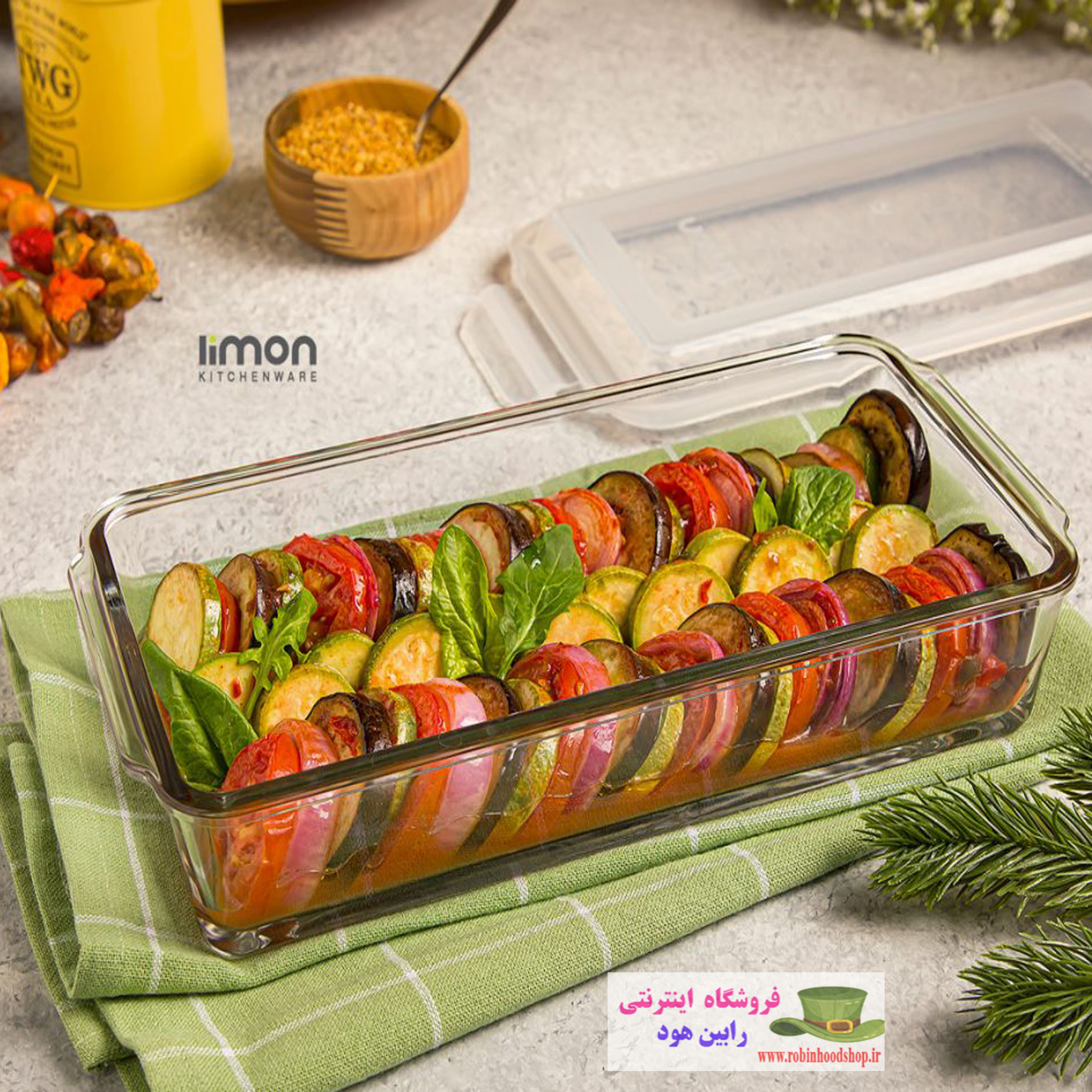 ظرف شیشه ای مستطیل 1.4 لیتر