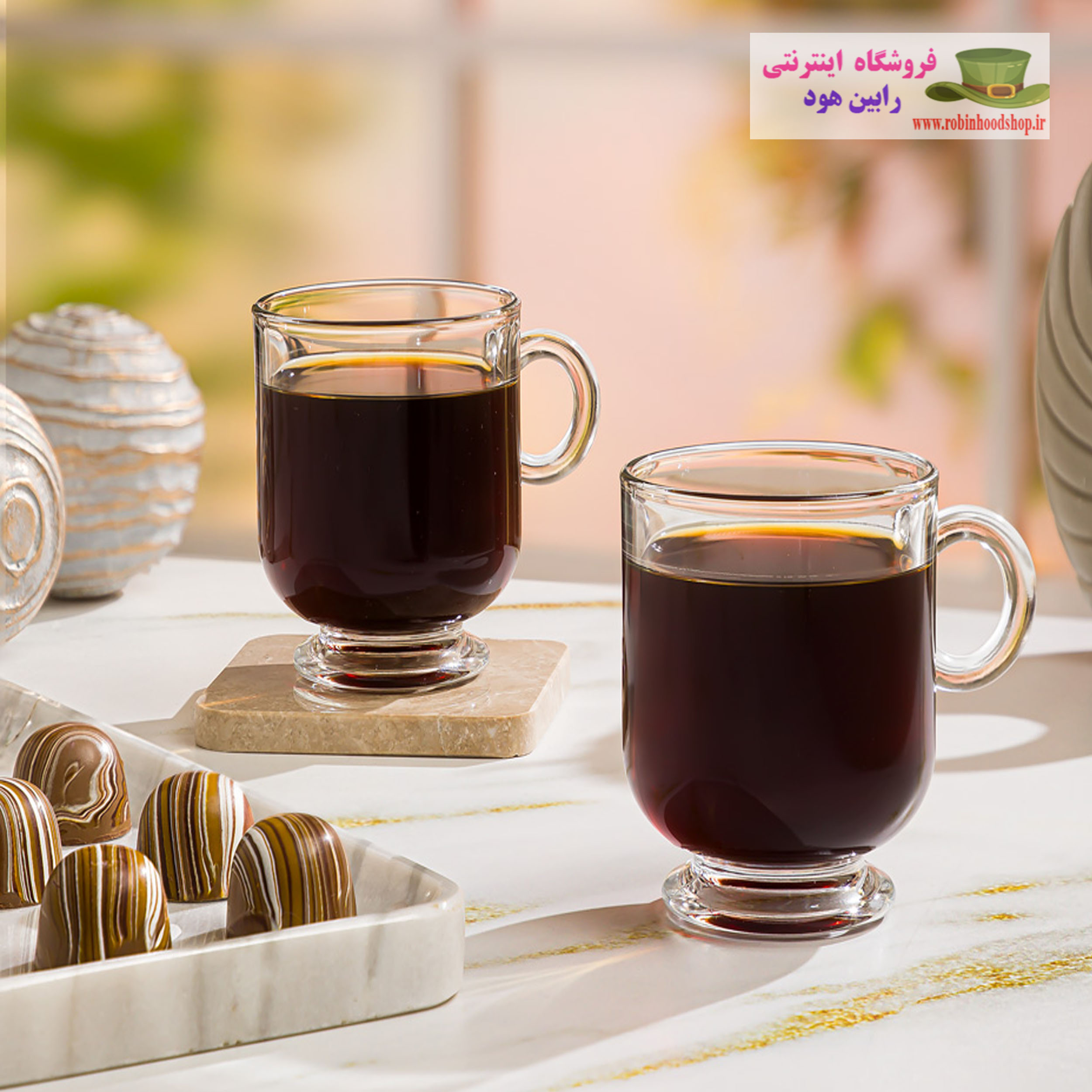 فنجان شیشه ای پایه دار 220 سی سی