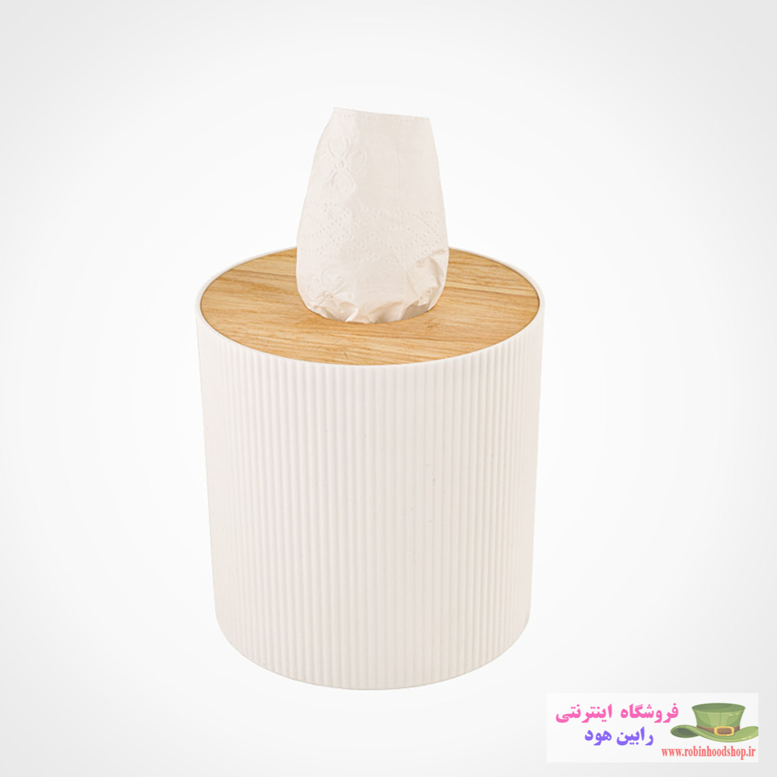 جا دستمال استوانه ای رویه چوبی - Image 2