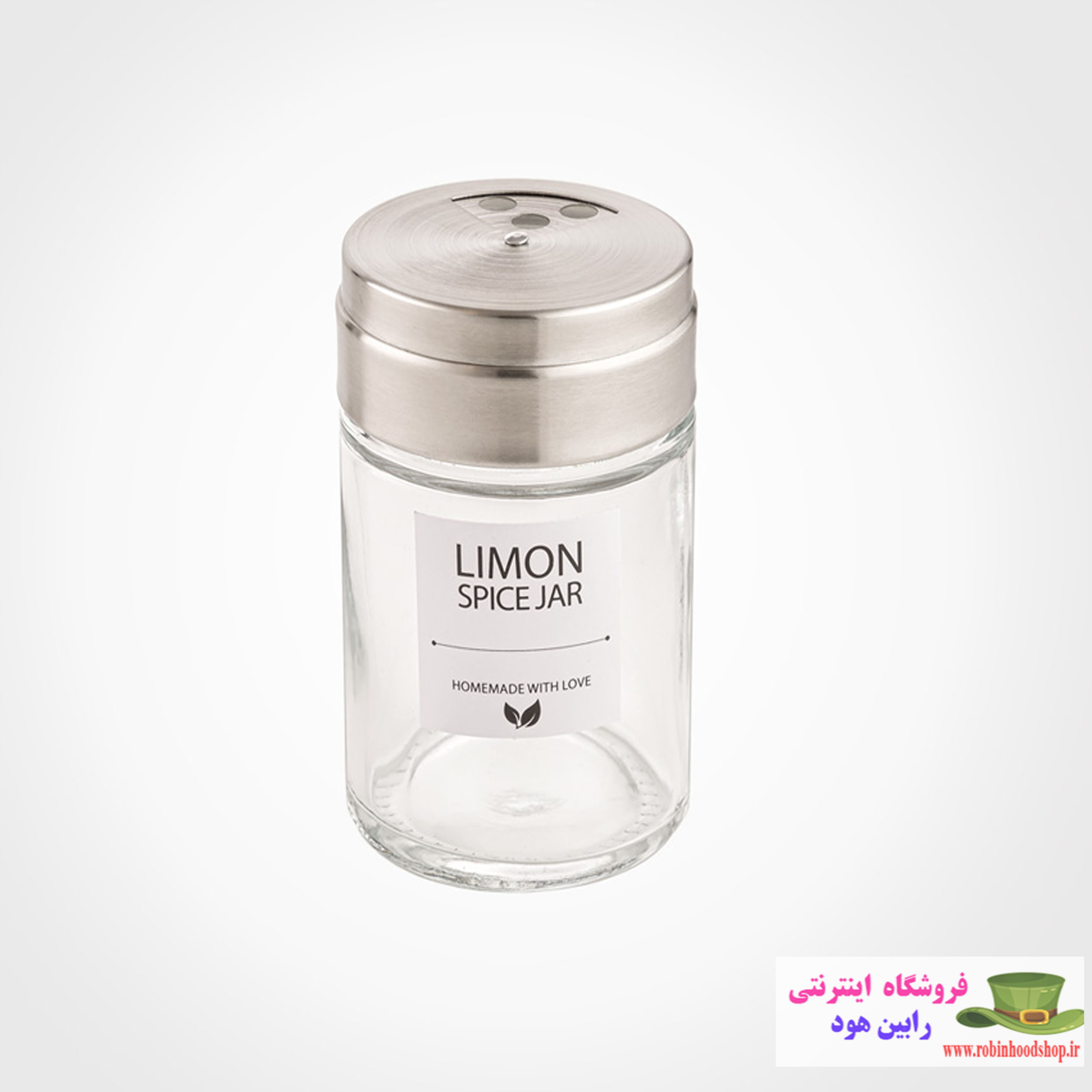 جا ادویه شیشه ای 140 سی سی درب استیل - Image 2