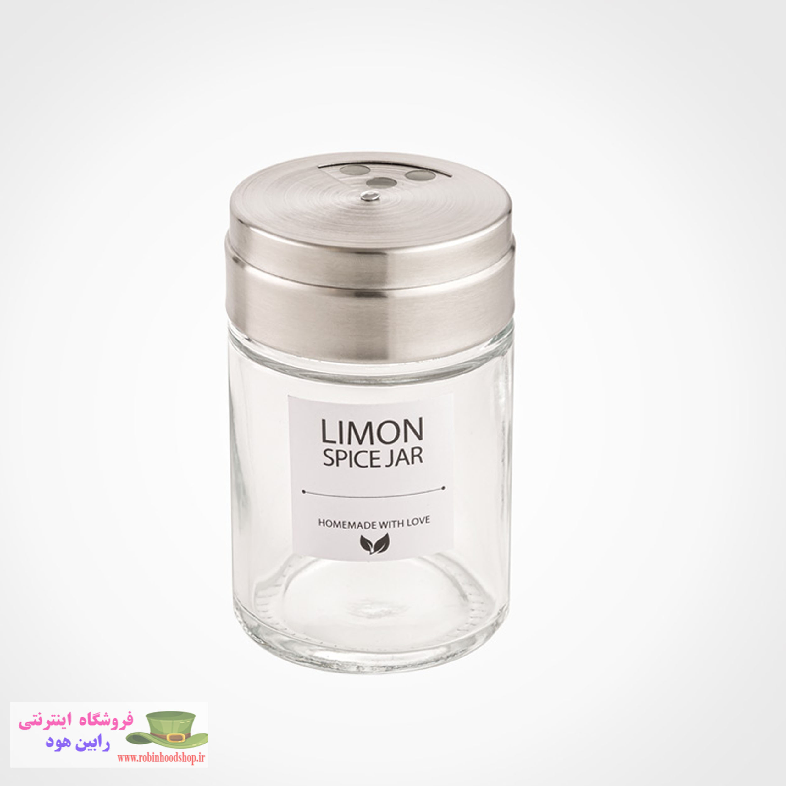 جا ادویه شیشه ای 140 سی سی درب استیل - Image 2