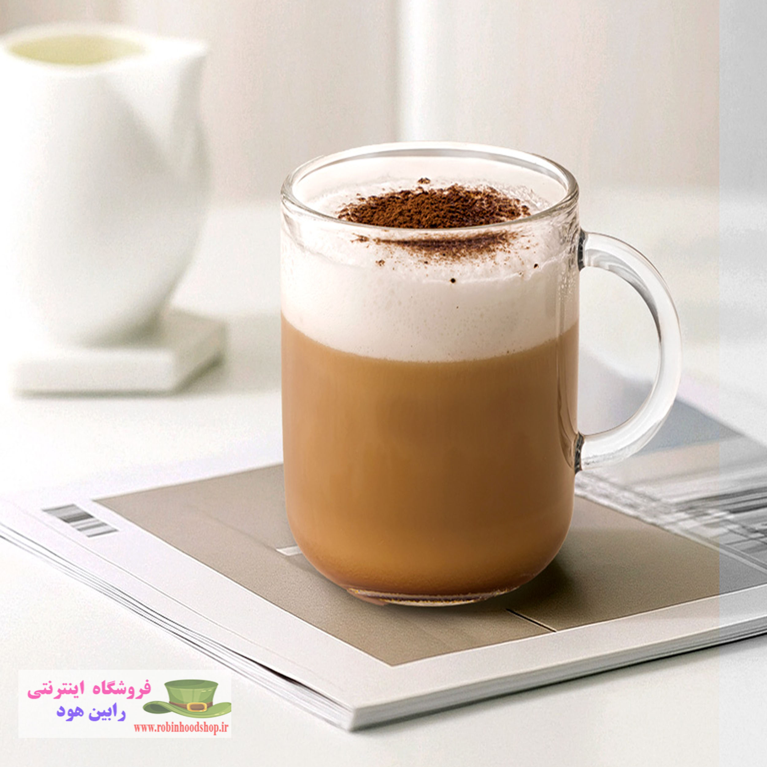 فنجان شیشه ای دسته دار 260 سی سی