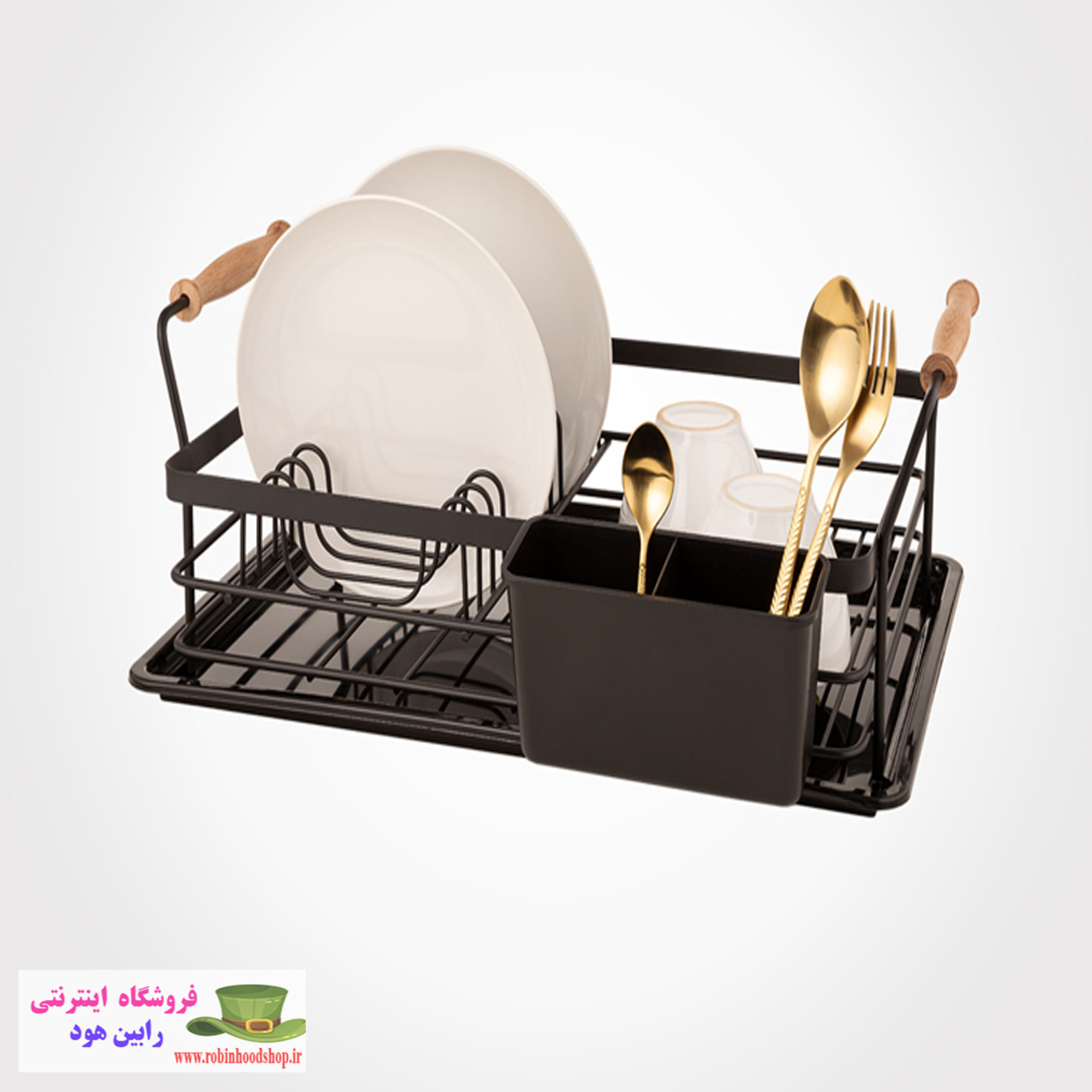 آبچکان فلزی دسته چوبی یک طبقه - Image 3