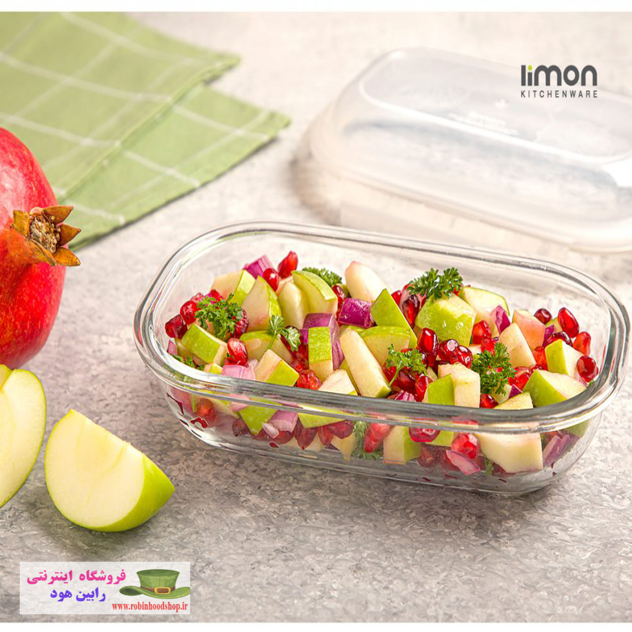 ظرف شیشه ای بیضی سرو و نگهداری دربدار 500 میلی لیتر - Image 3