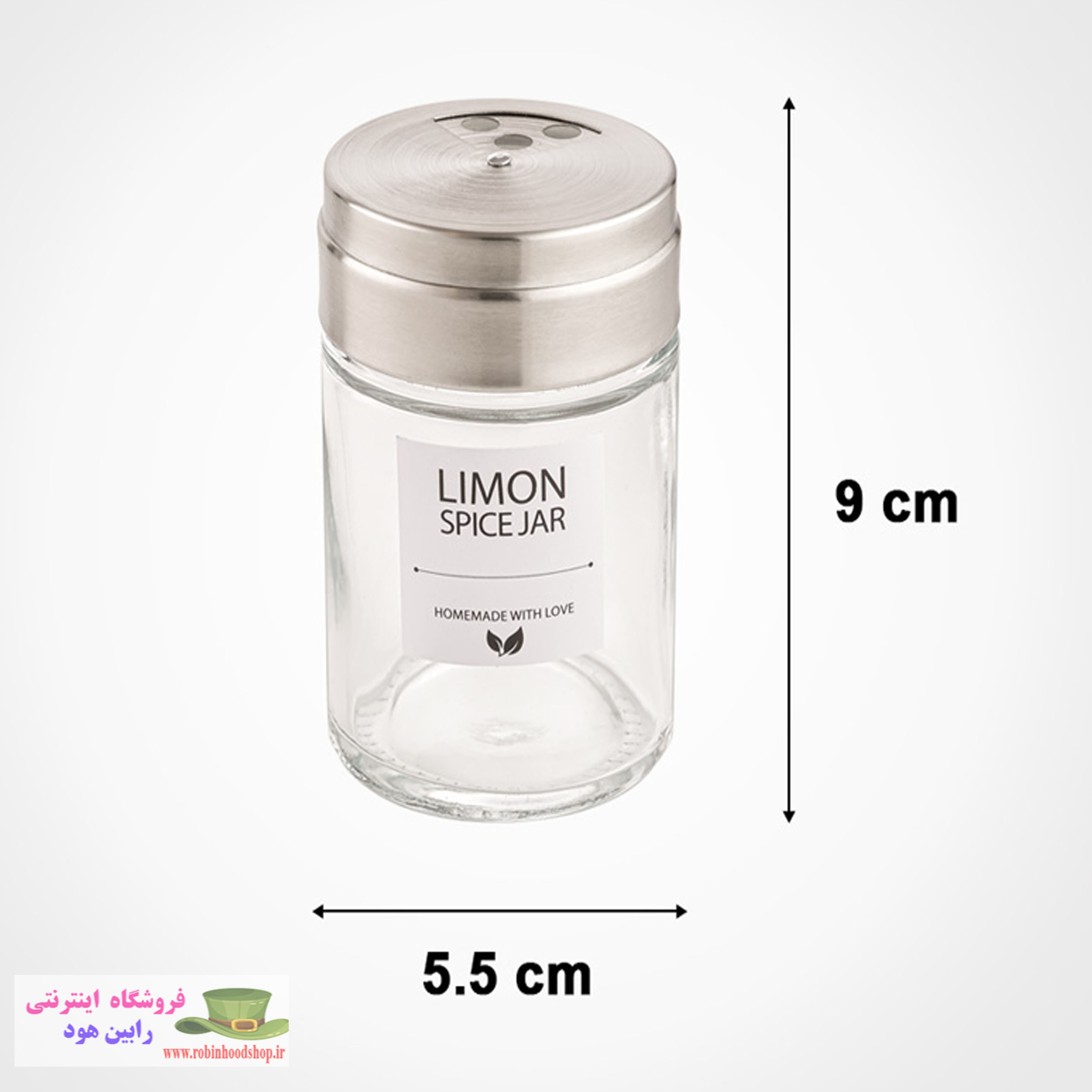 جا ادویه شیشه ای 140 سی سی درب استیل - Image 3