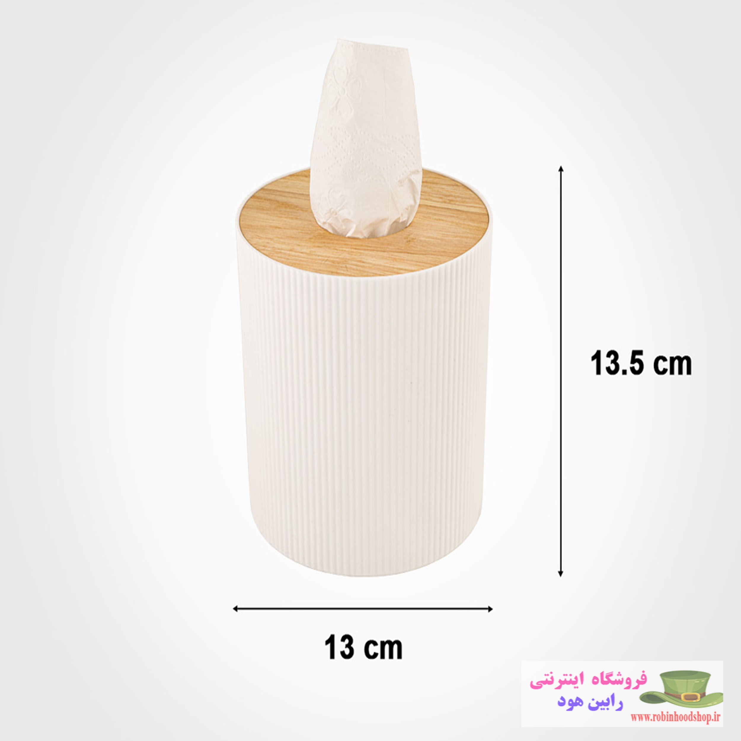 جا دستمال استوانه ای رویه چوبی - Image 3