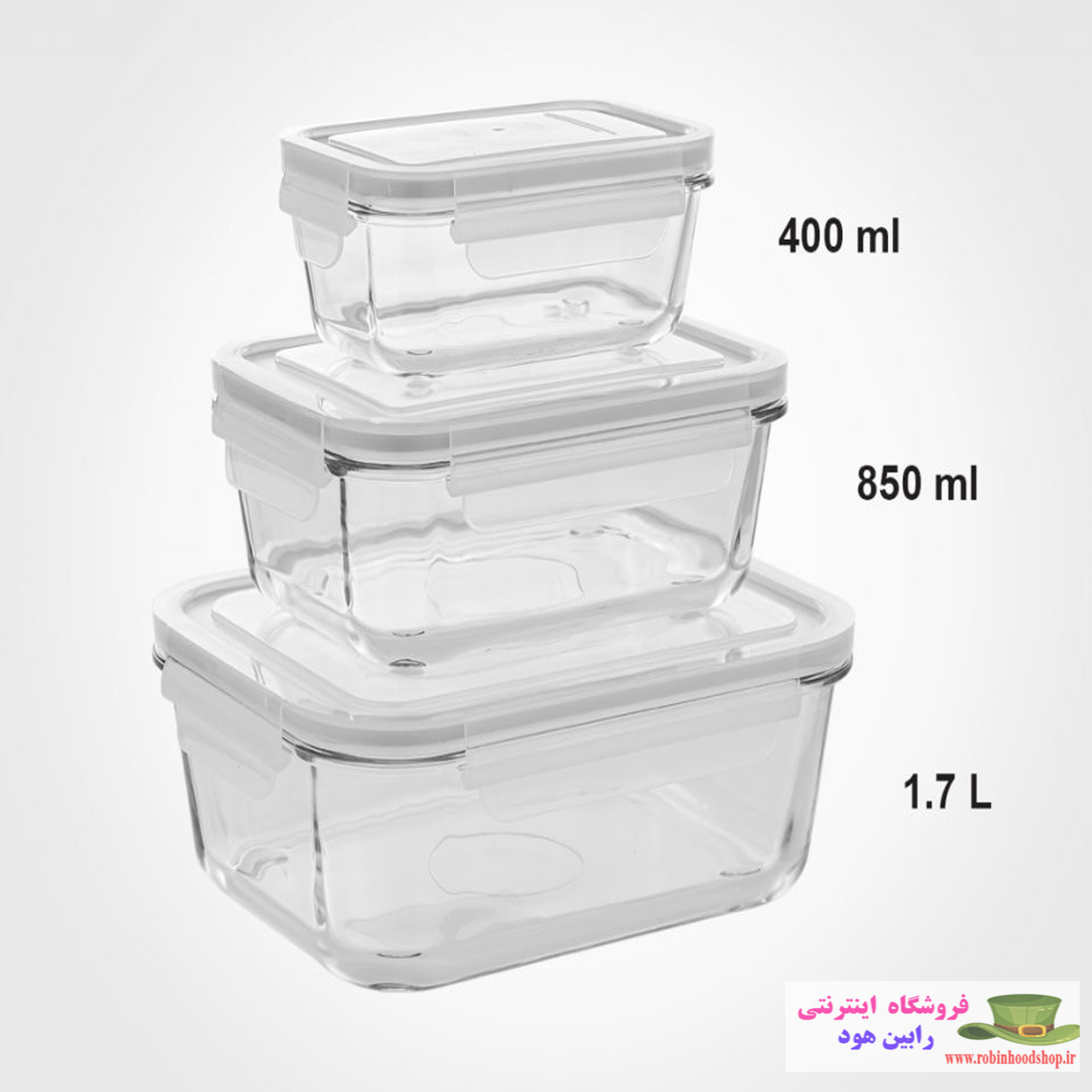 ست ظرف شیشه ای مستطیل - Image 4