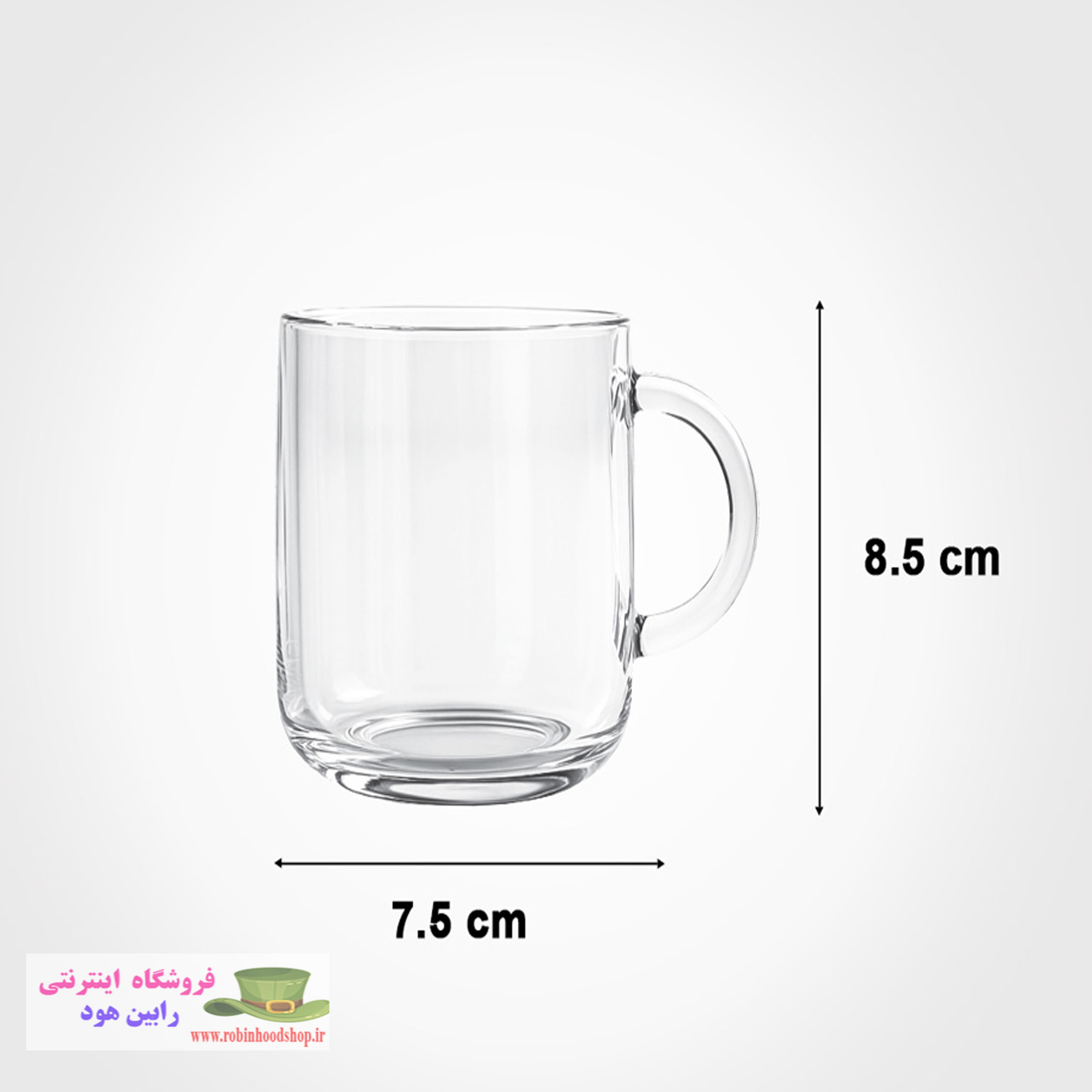 فنجان شیشه ای دسته دار 260 سی سی - Image 2