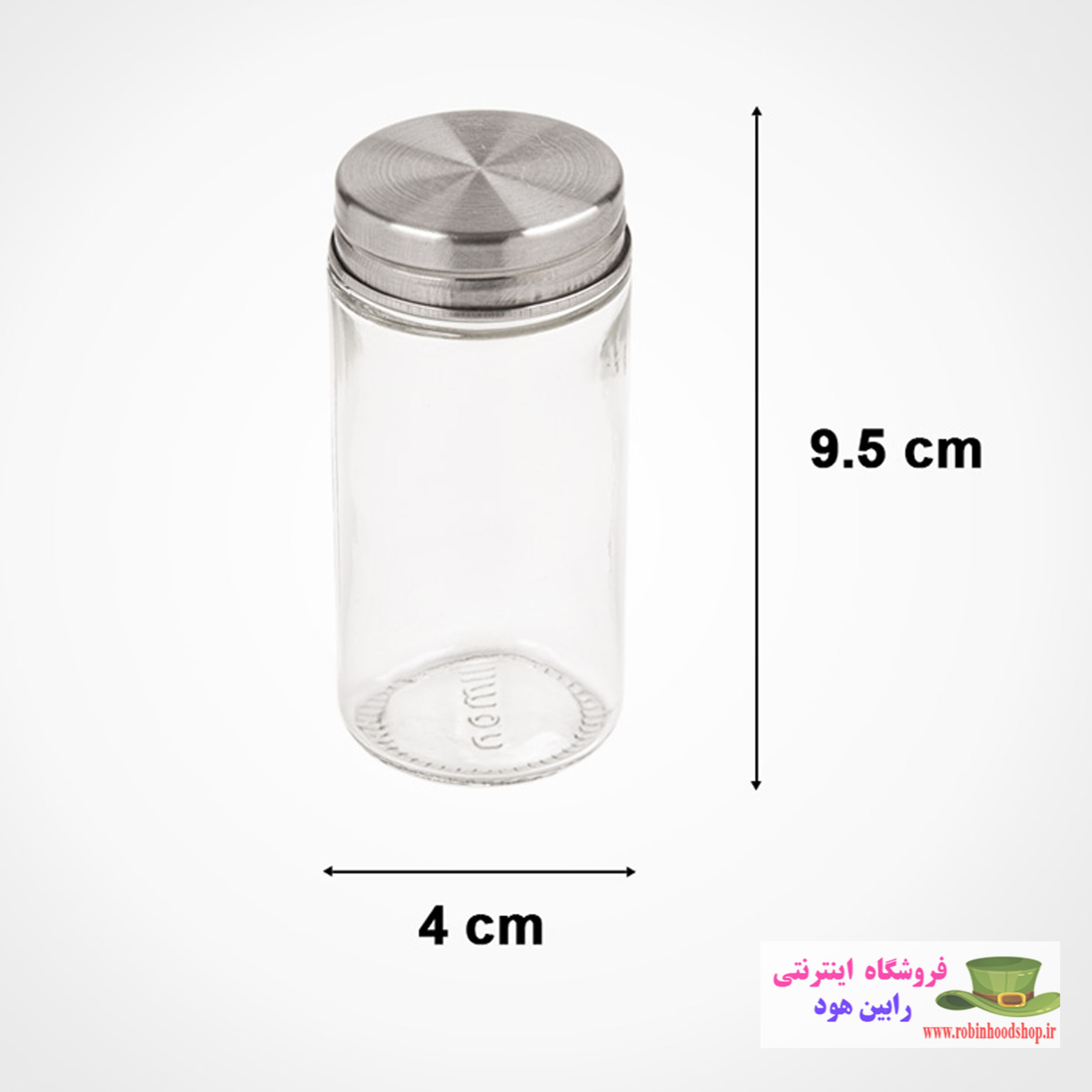 جا ادویه شیشه ای 100 میلی لیتر درب فلزی - Image 2