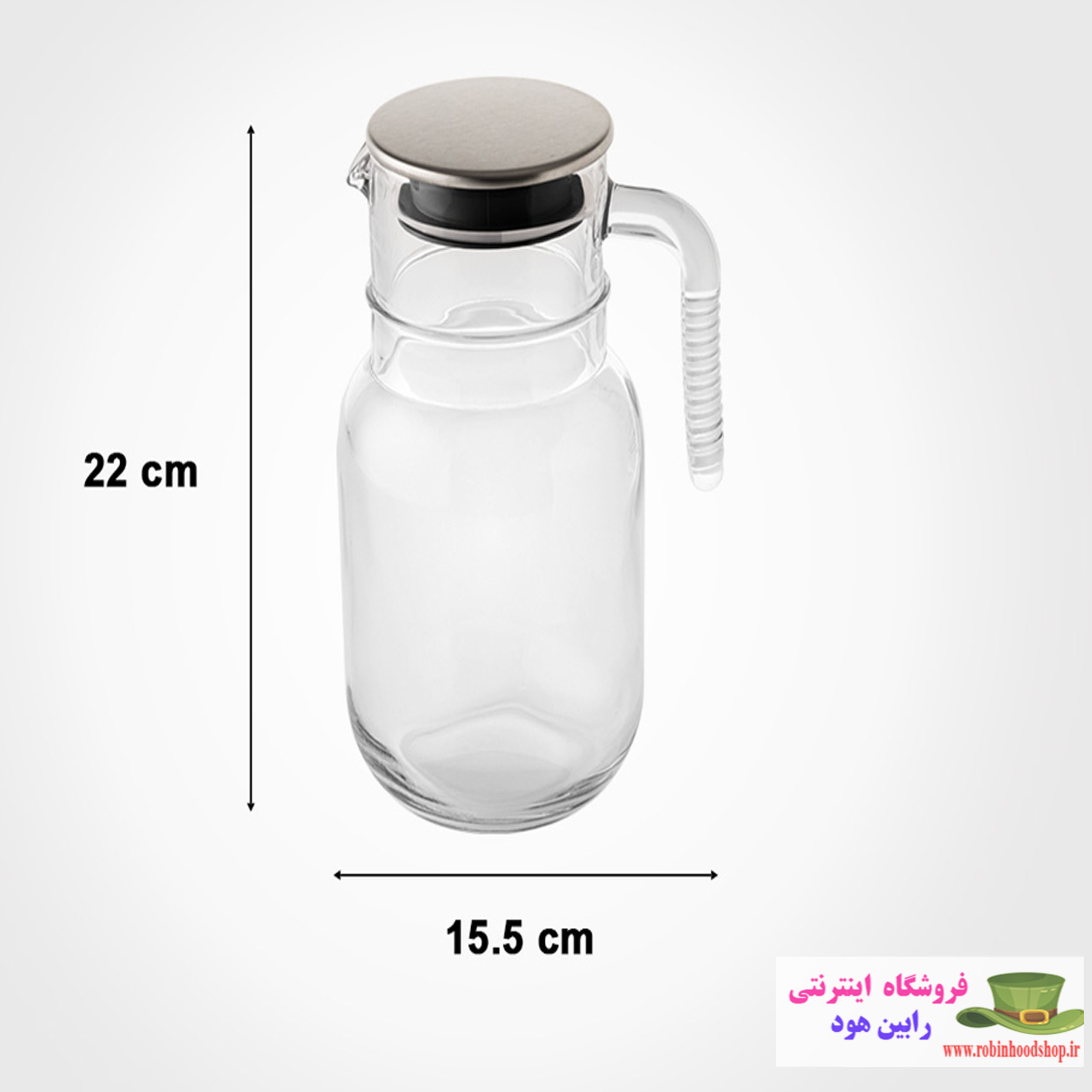 پارچ شیشه ای 1.5 لیتر درب استیل - Image 3