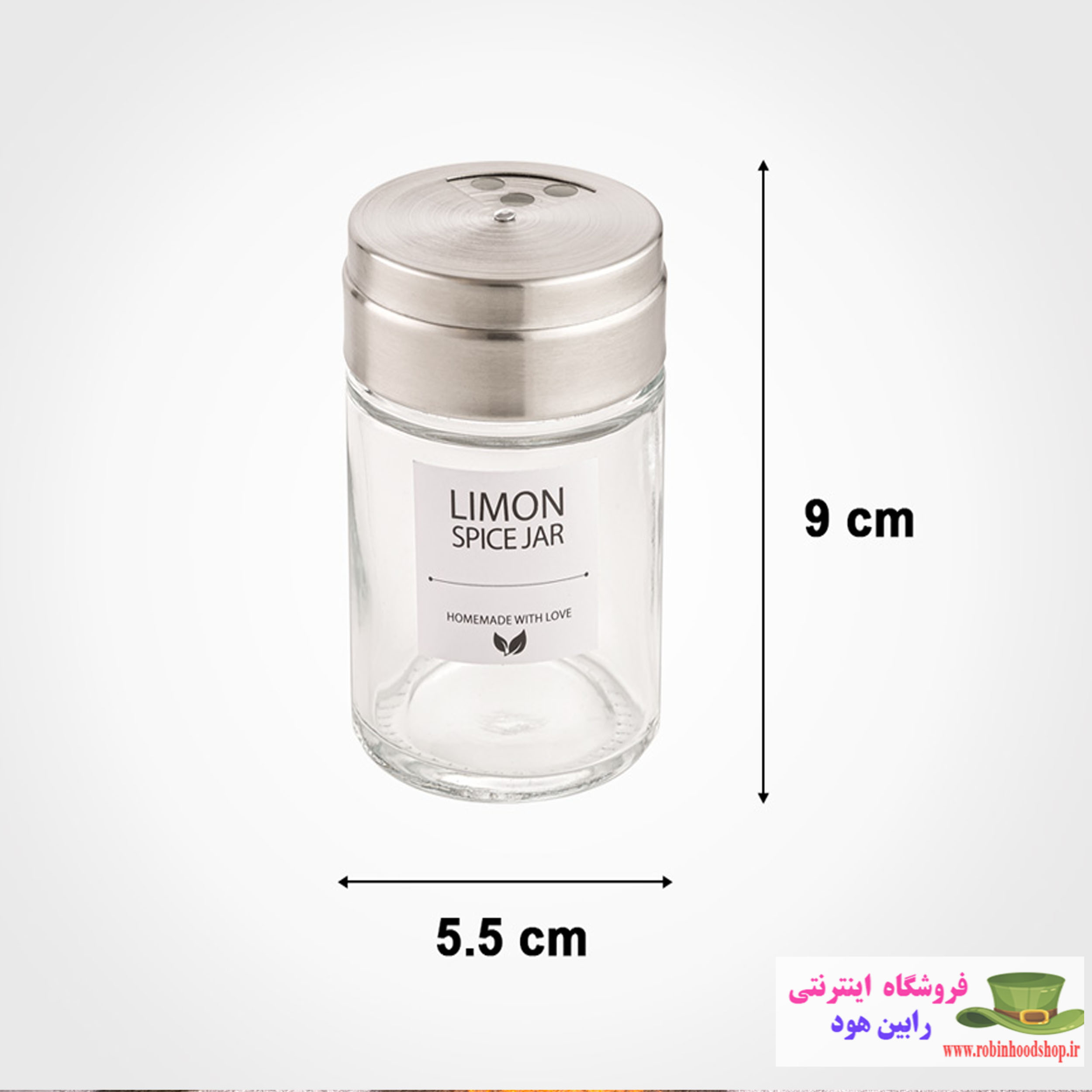 جا ادویه شیشه ای 140 سی سی درب استیل - Image 3