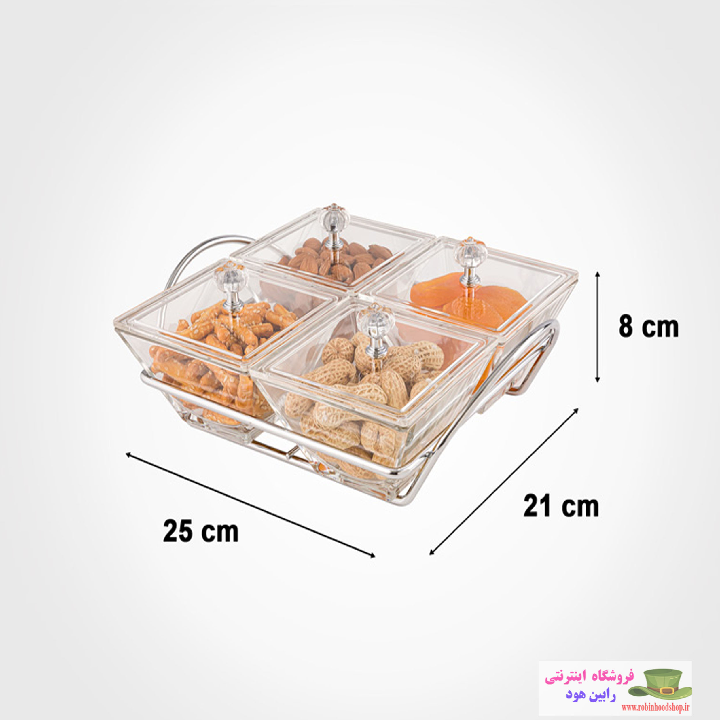 اردورخوری شیشه ای مربع استنددار چهارخانه با درب اکرولیک - Image 2