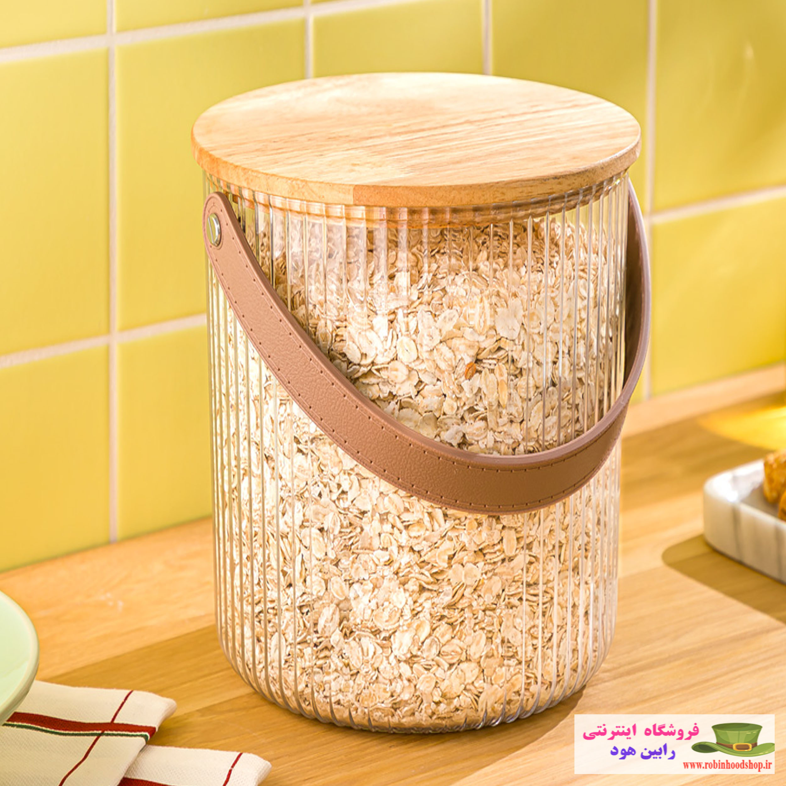 سطل شیاردار درب چوبی 3 لیتر
