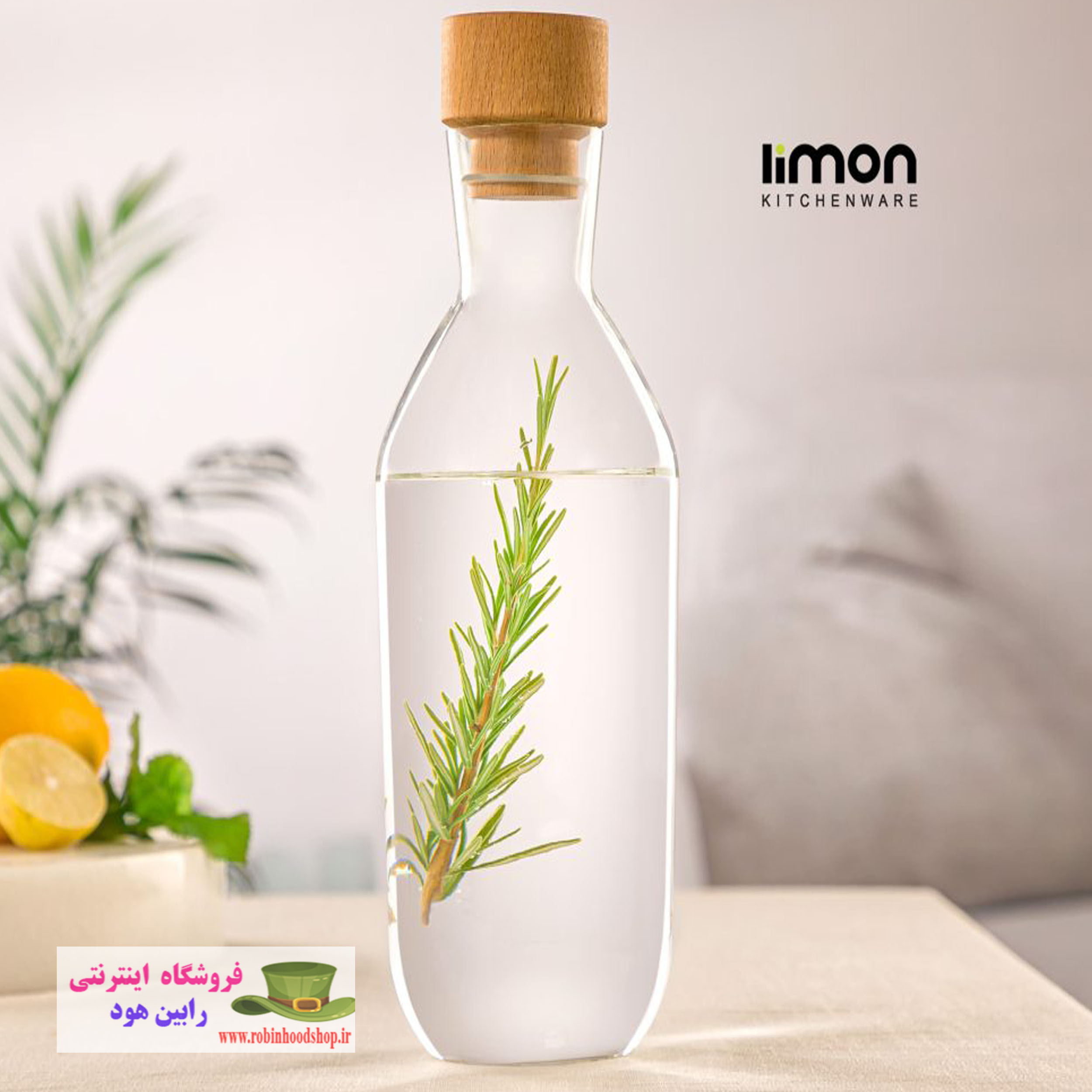 بطری آب درب چوبی 1.1 لیتر