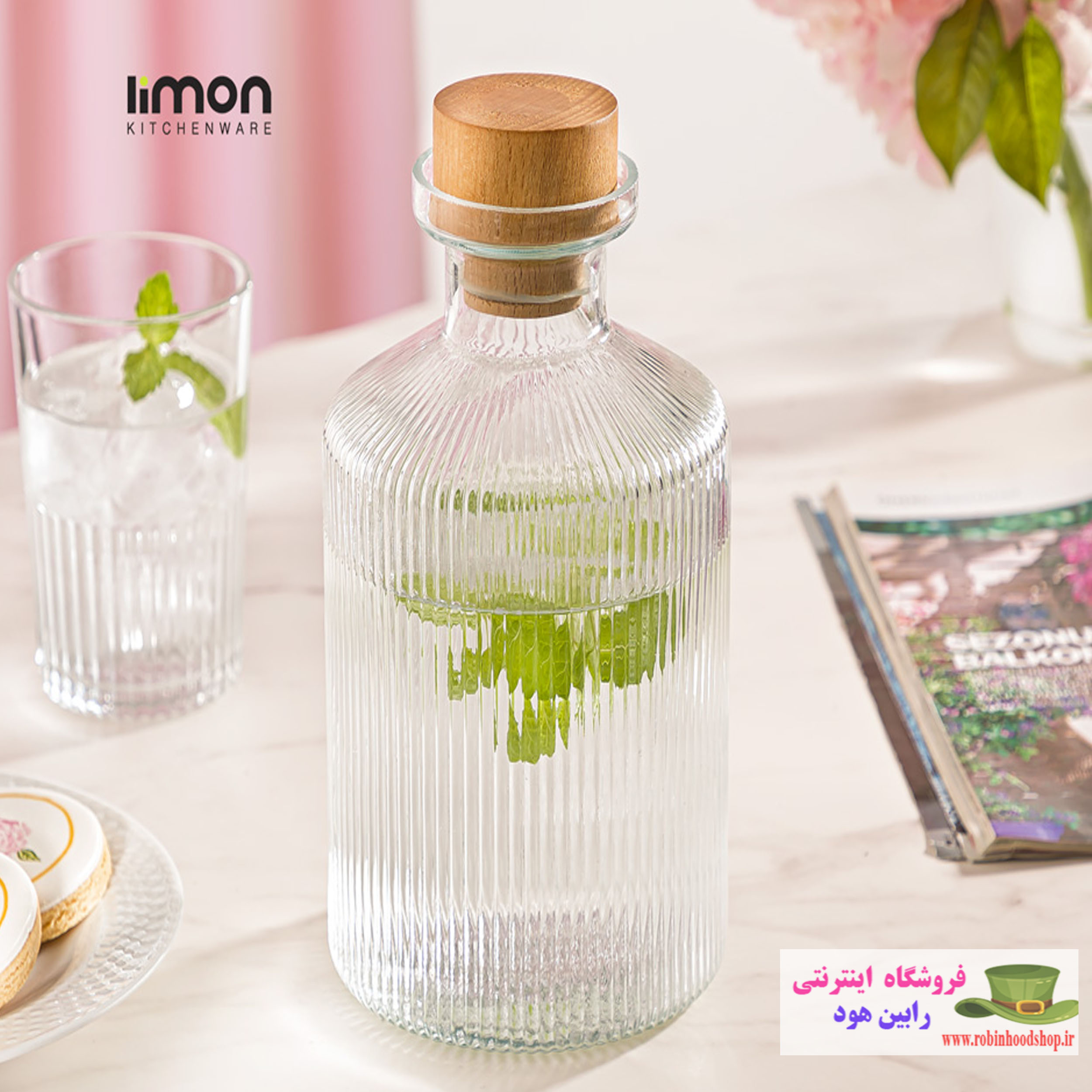 بطری آب درب چوبی 1.350 لیتر