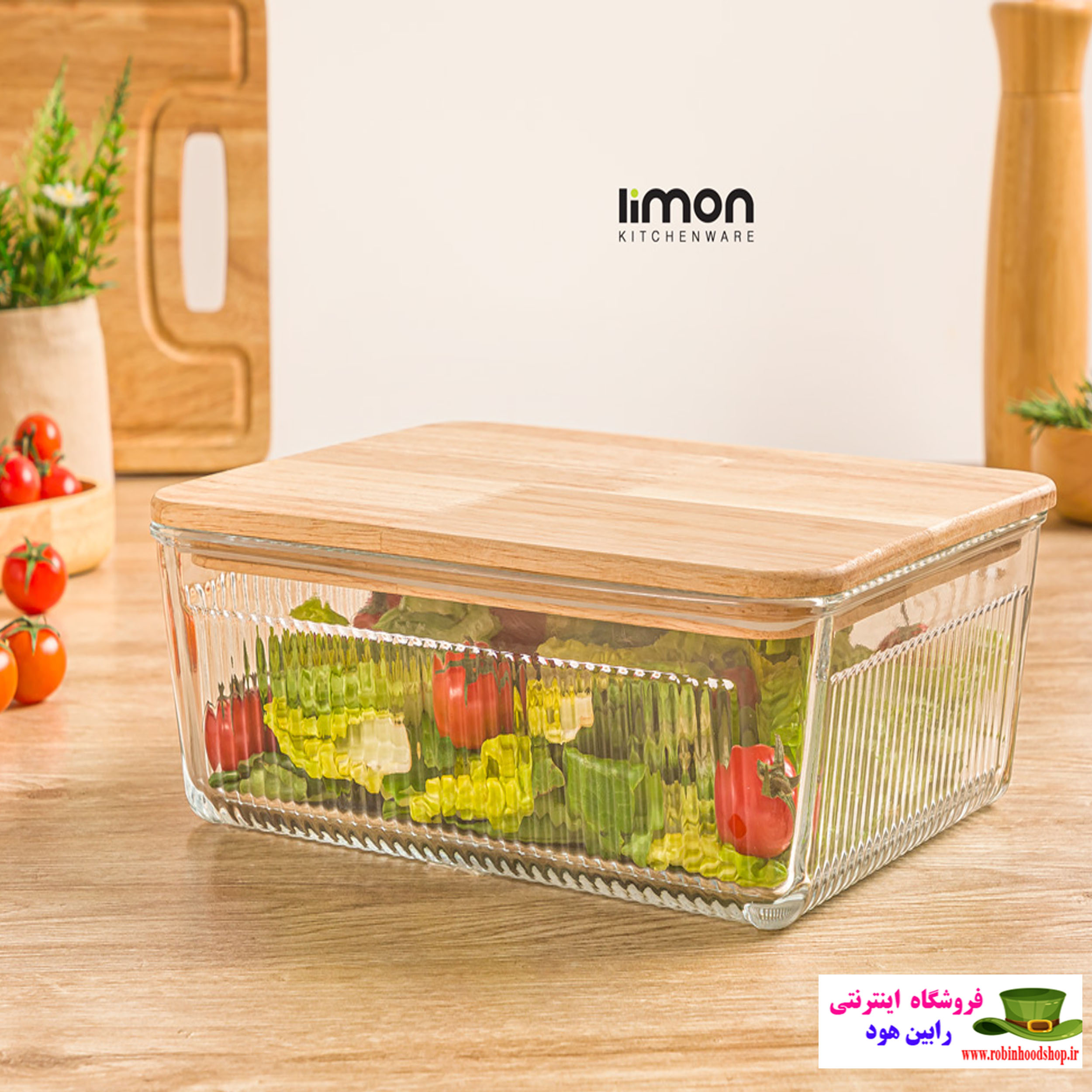ظرف شیشه ای در چوبی 2.250 لیتر