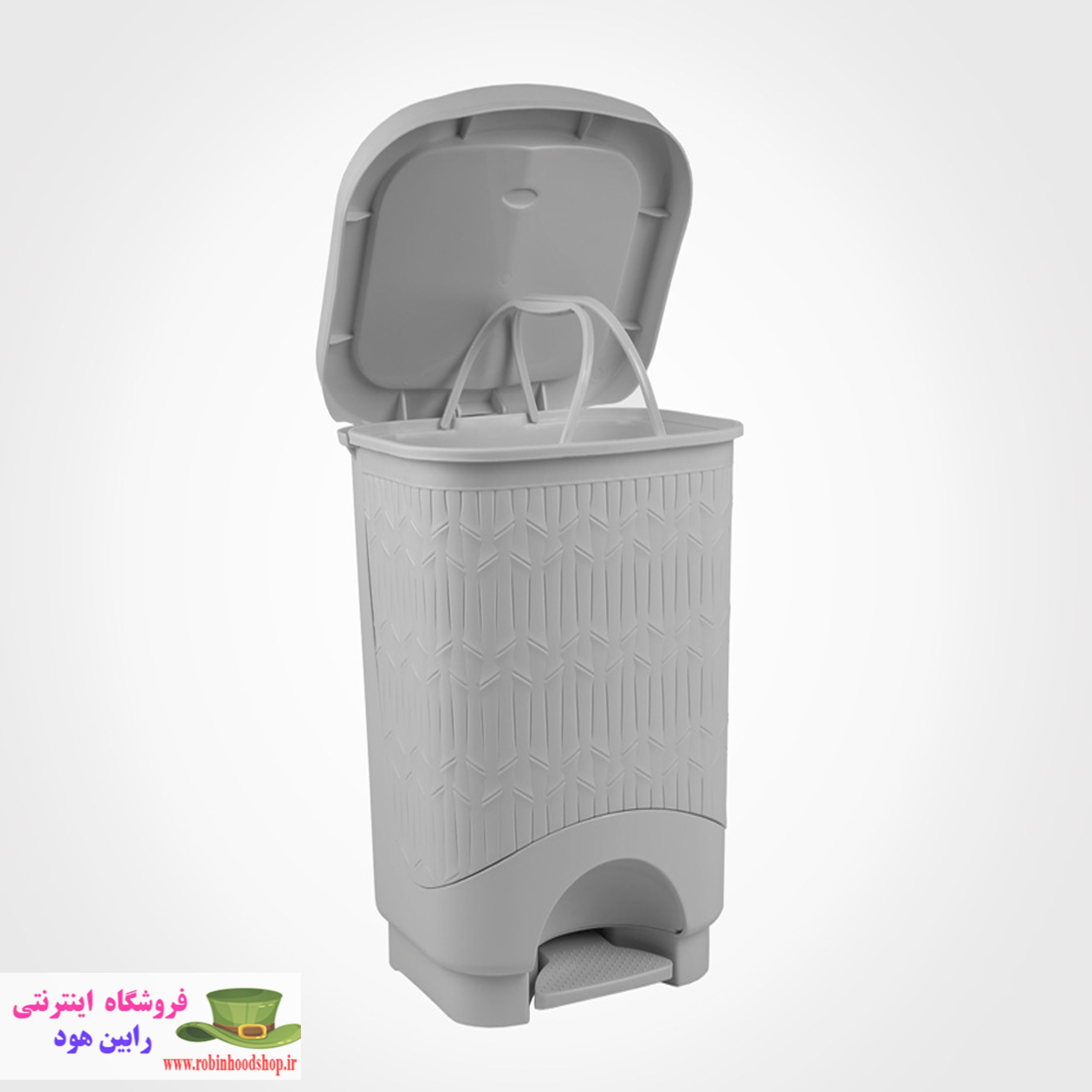 سطل پدالی چهار گوش بامبو بزرگ