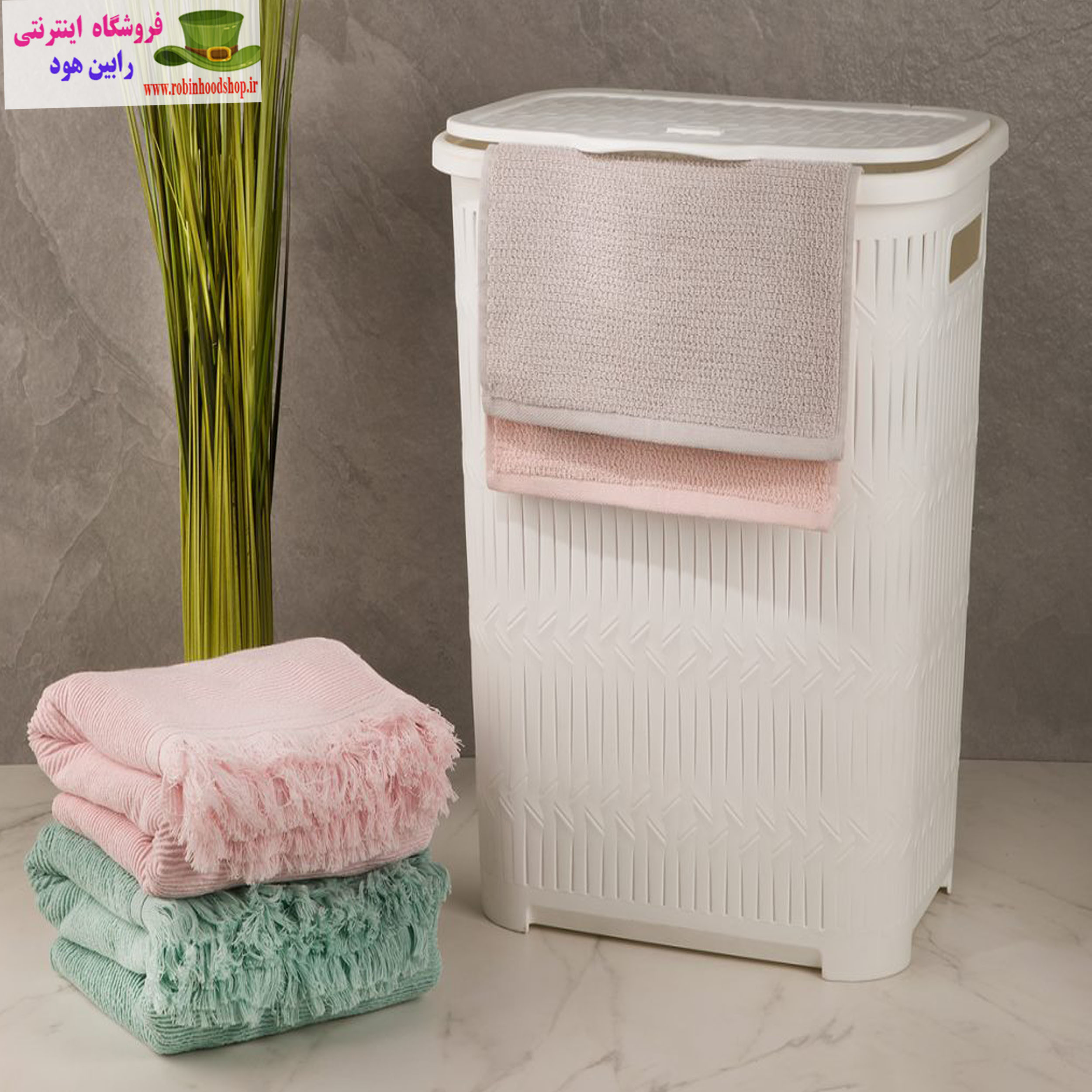 سبد رخت دربدار بلند طرح بامبو