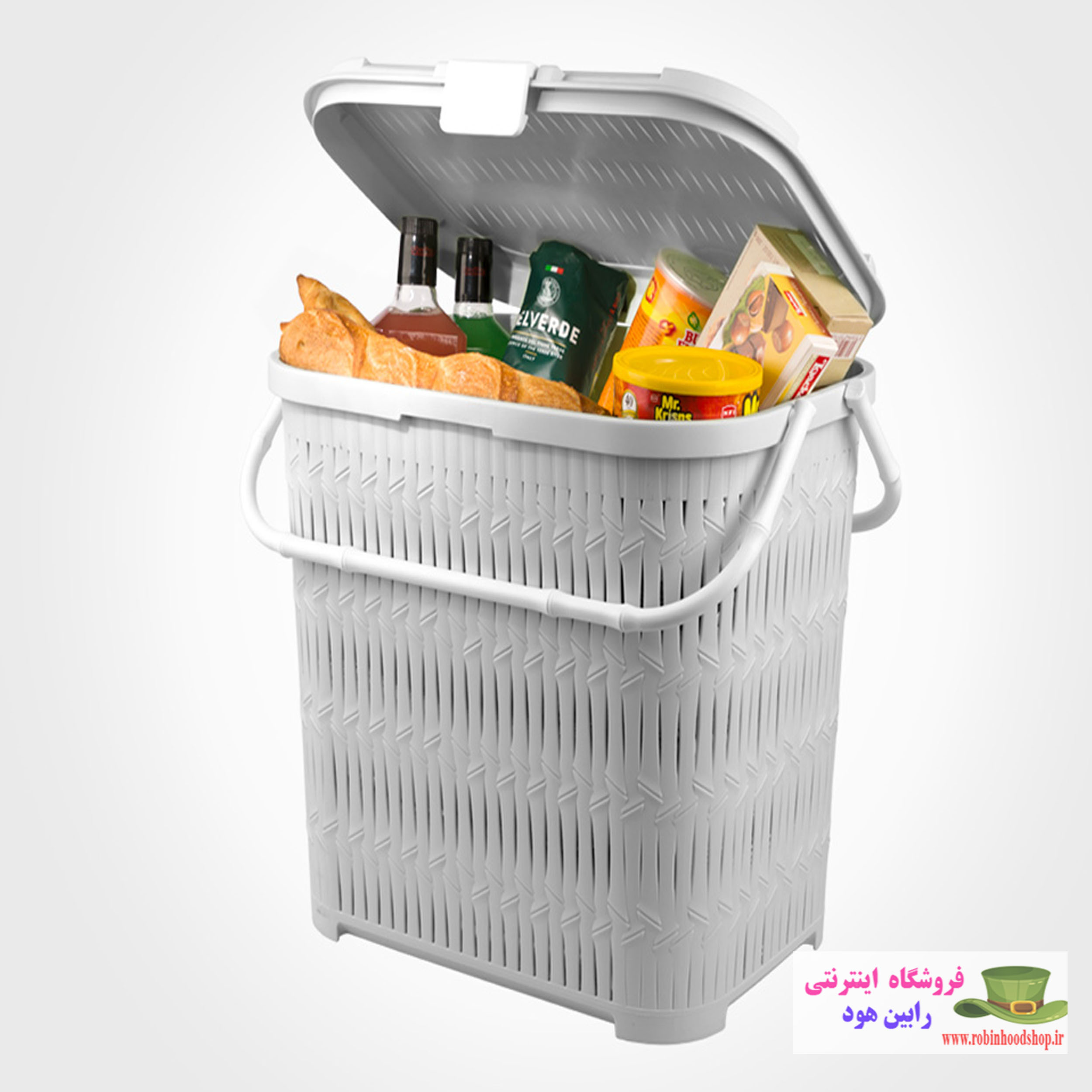سبد پیک نیک دربدار بلند طرح بامبو