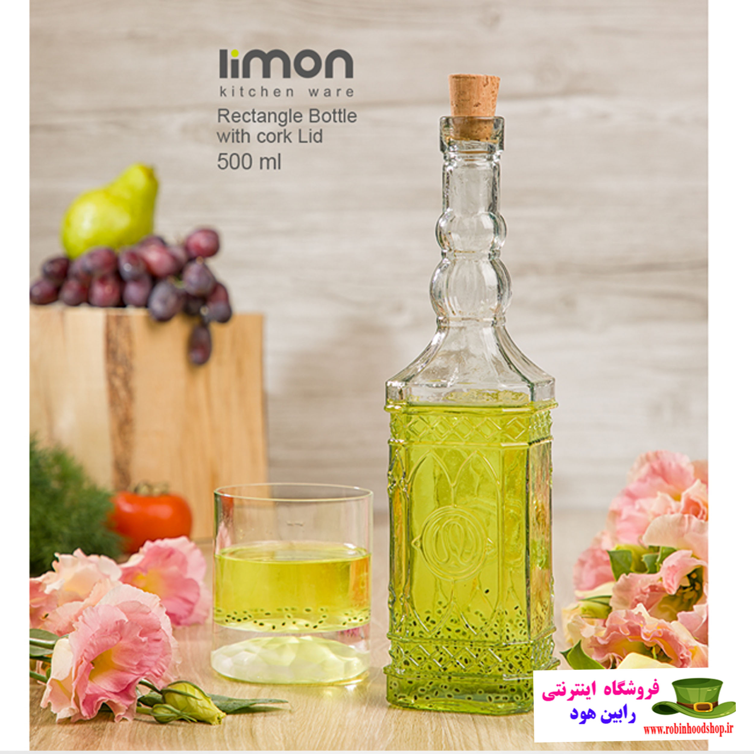 بطری آبلیمو خوری درب چوب پنبه