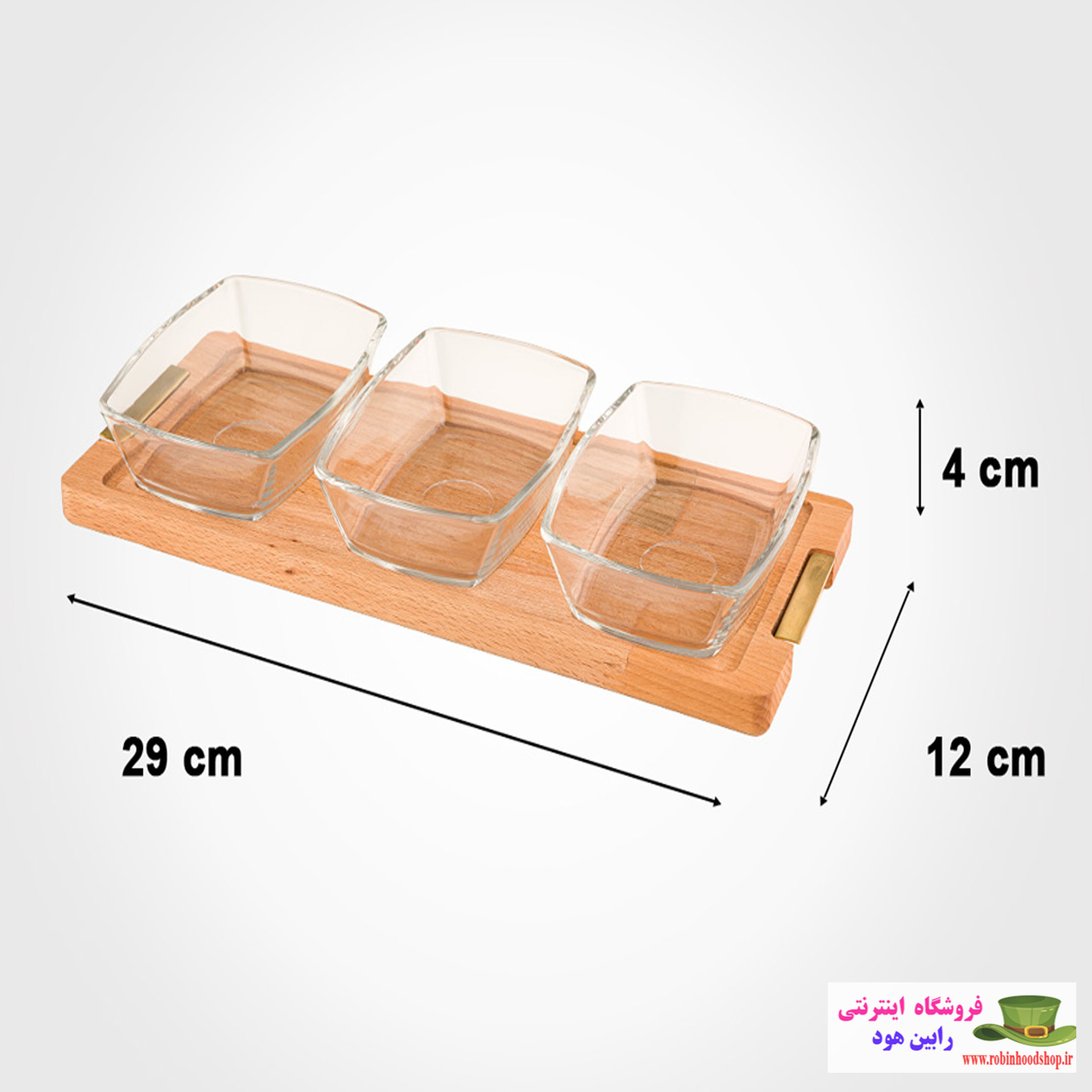 اردورخوری مستطیل پایه چوبی 3عددی کوچک - Image 2