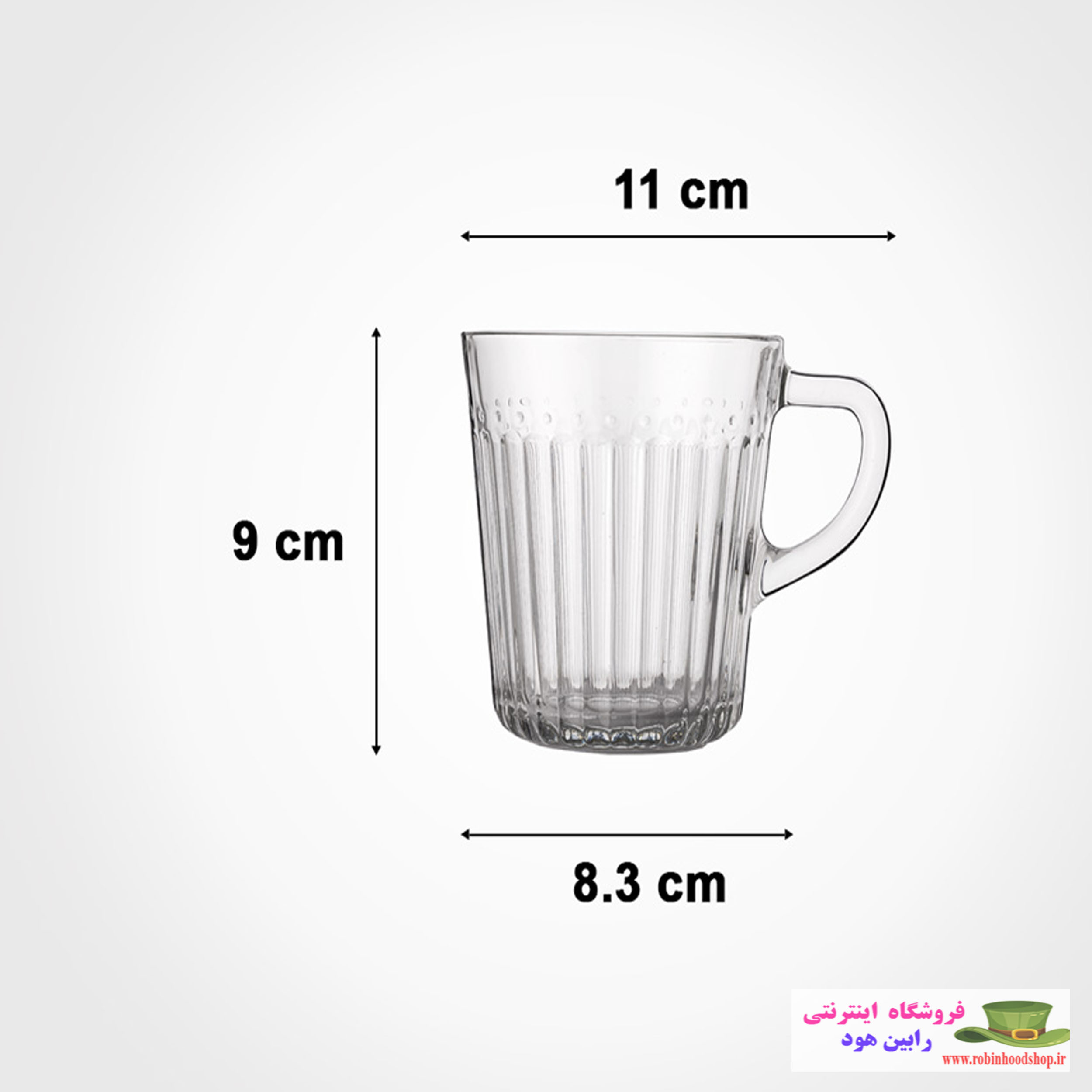 لیوان شیشه ای دسته دار 280 سی سی - Image 2