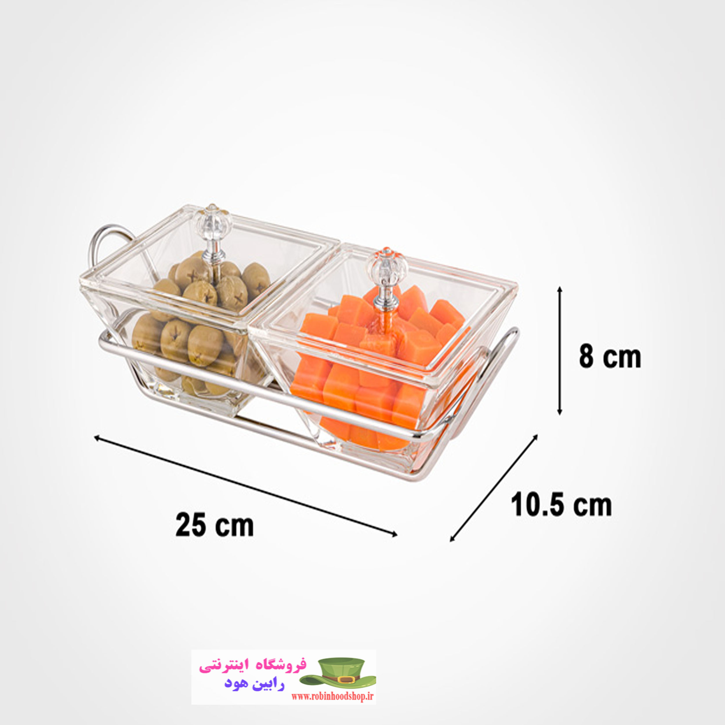 اردورخوری شیشه ای مربع استنددار دو خانه با درب اکرولیک - Image 2