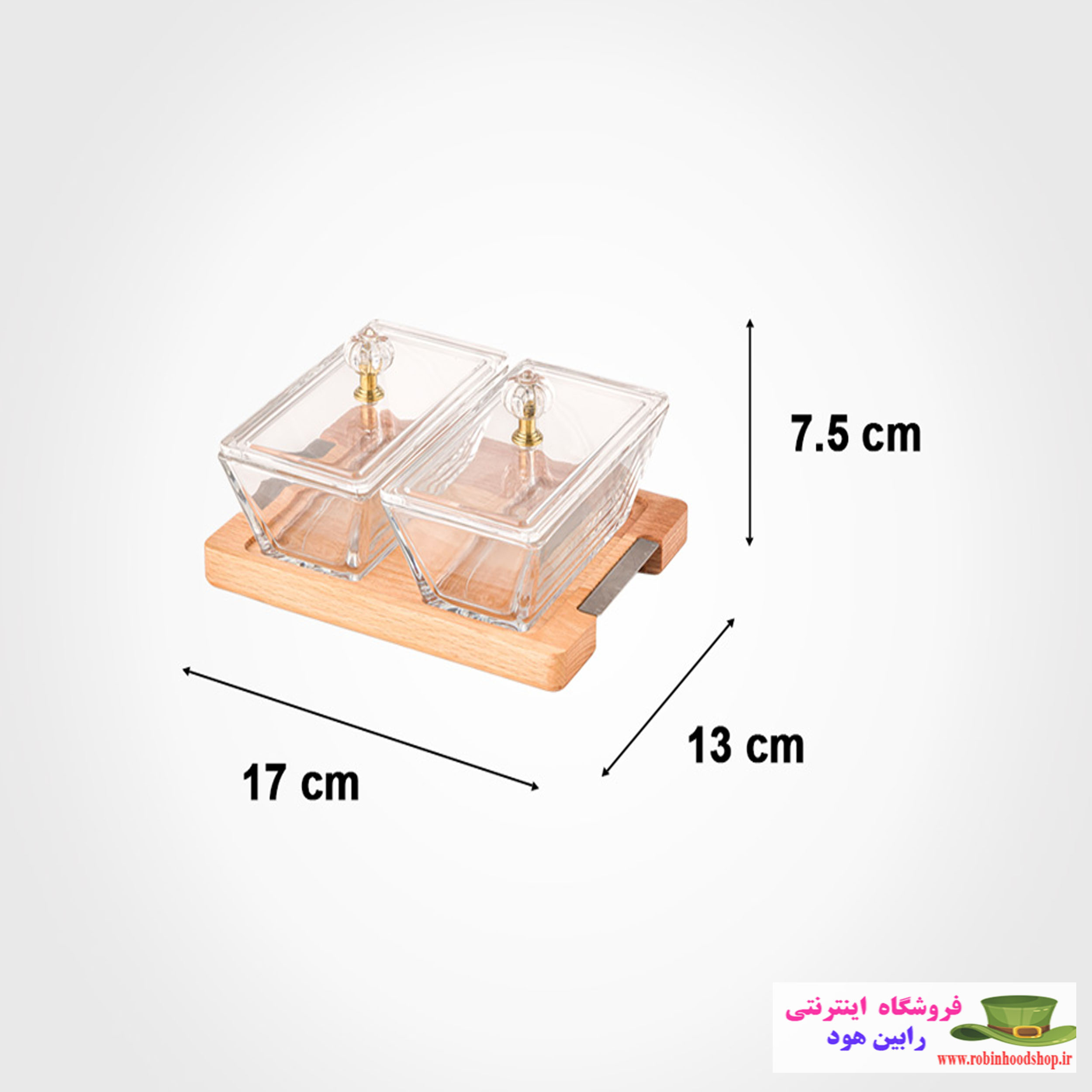 اردور خوری مستطیل دربدار پایه چوبی 2 عددی - Image 2
