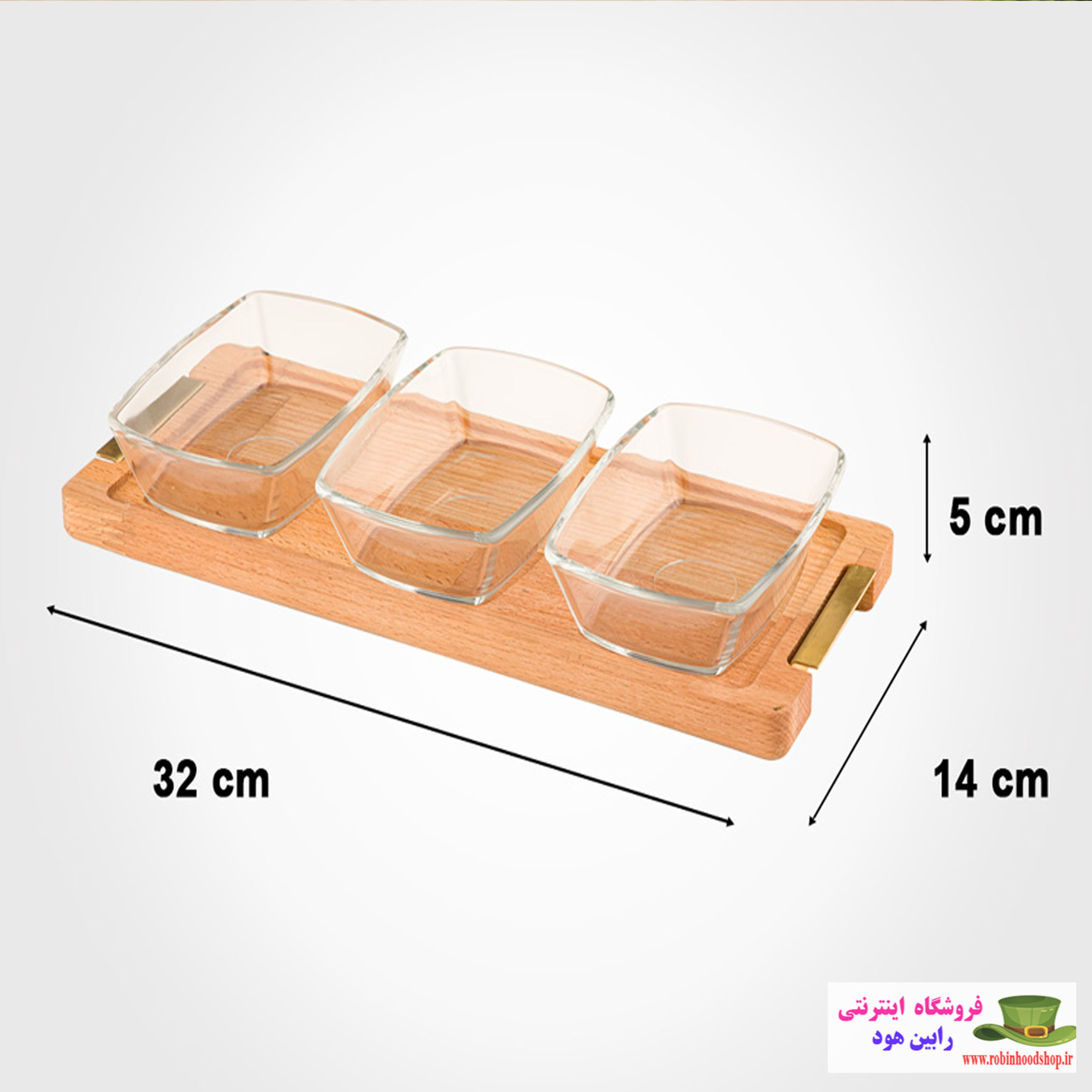 اردورخوری مستطیل پایه چوبی 3 عددی بزرگ - Image 2