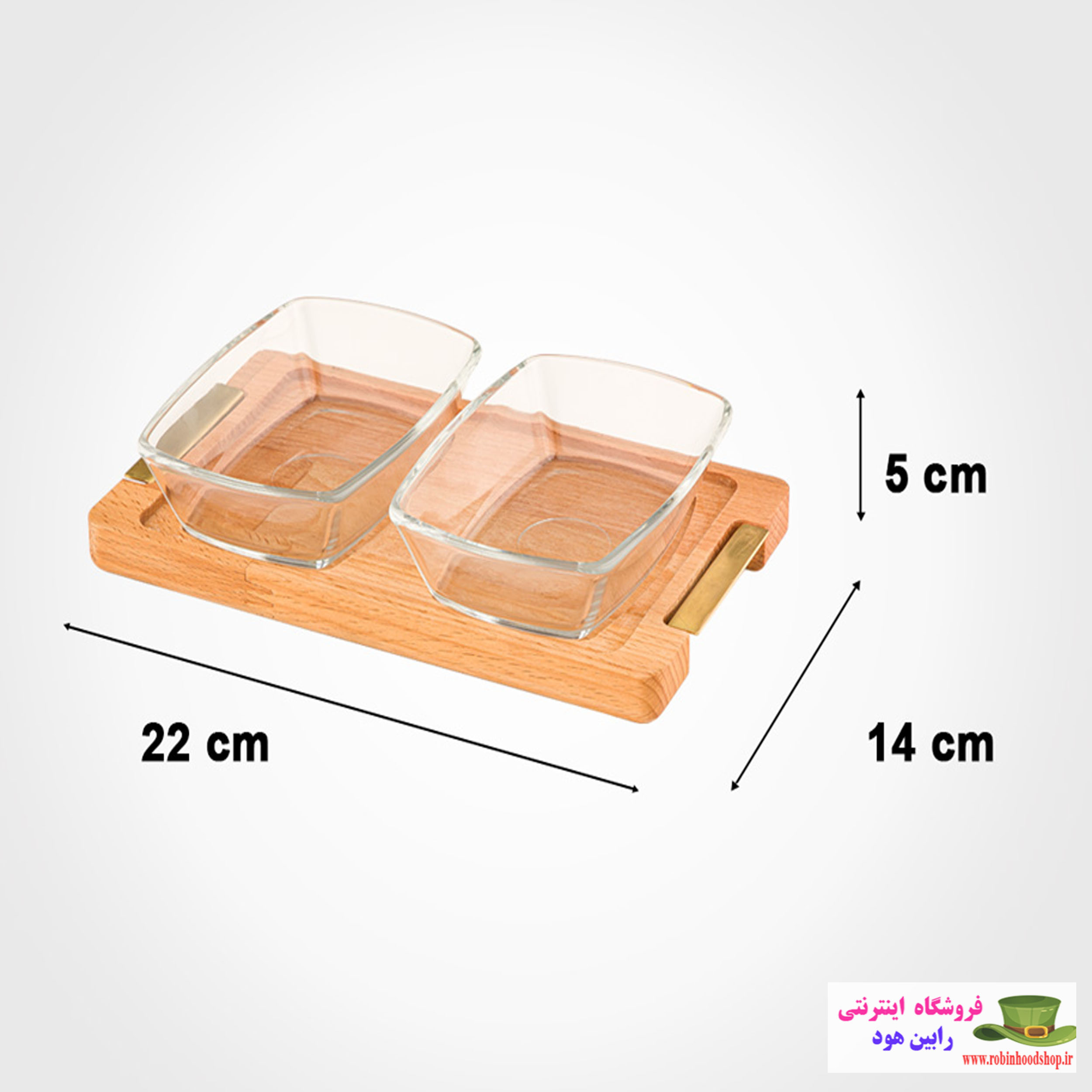 اردورخوری مستطیل پایه چوبی 2 عددی بزرگ - Image 2