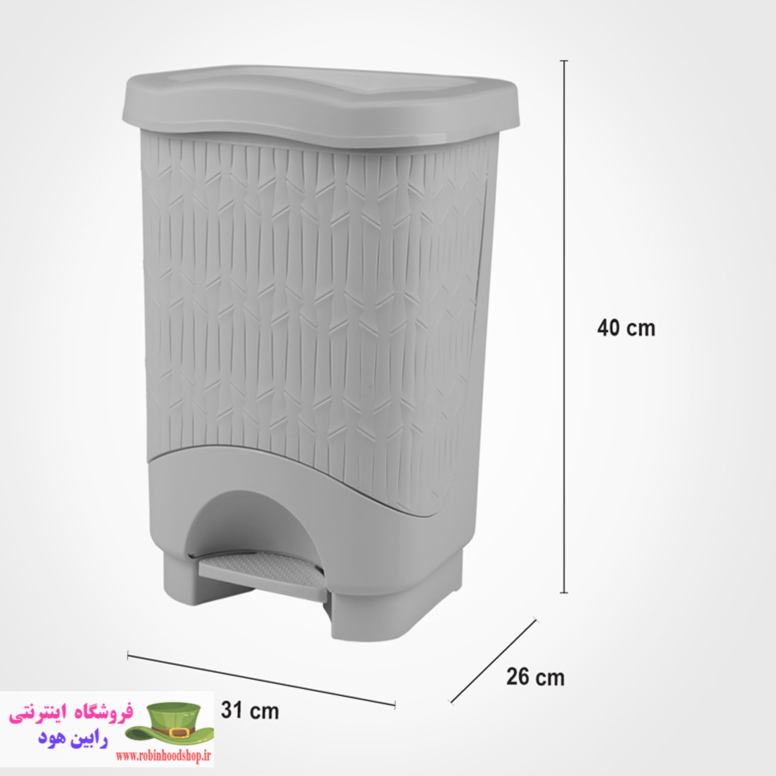 سطل پدالی چهار گوش بامبو بزرگ - Image 2