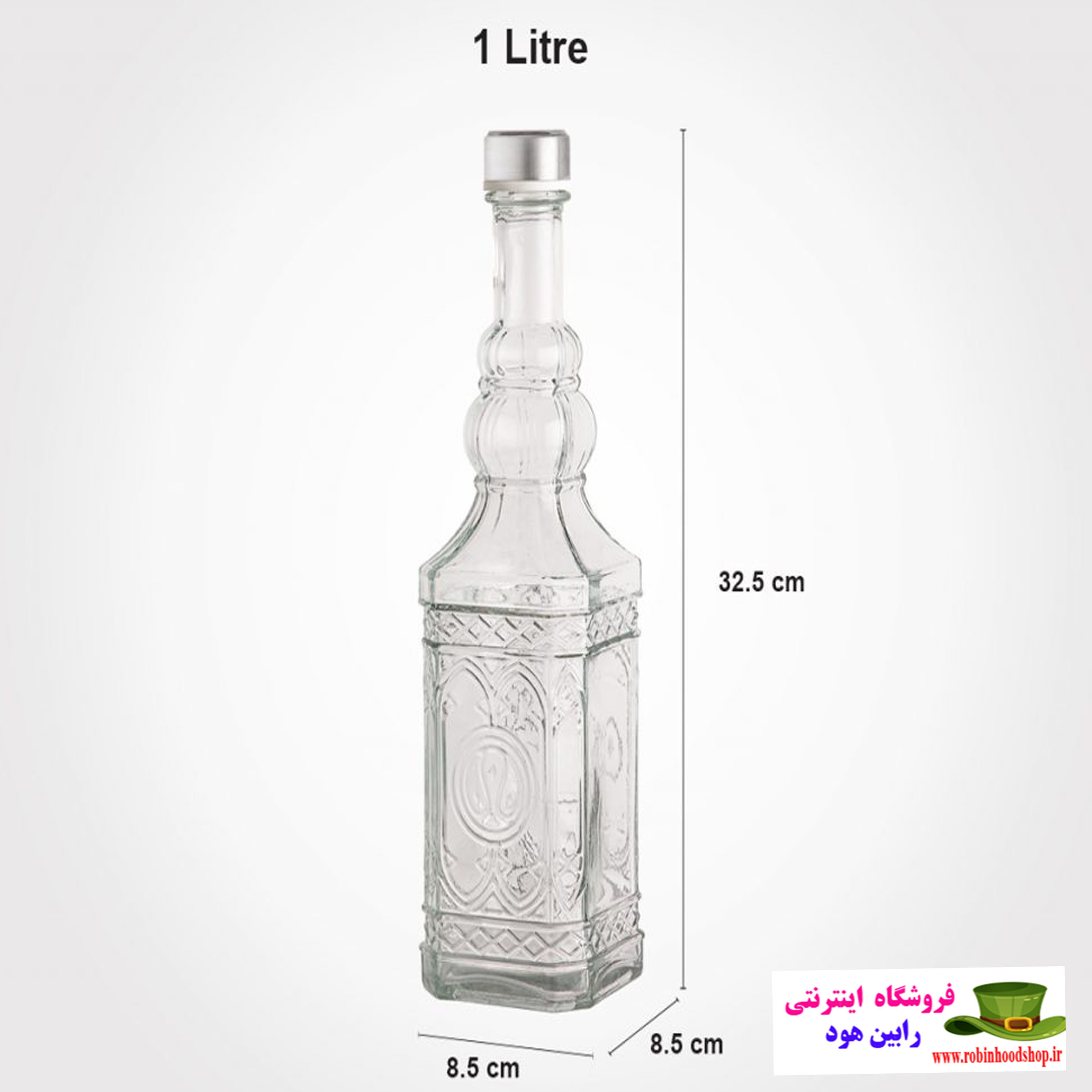 بطری آب چهارگوش درب استیل یک لیتری - Image 2