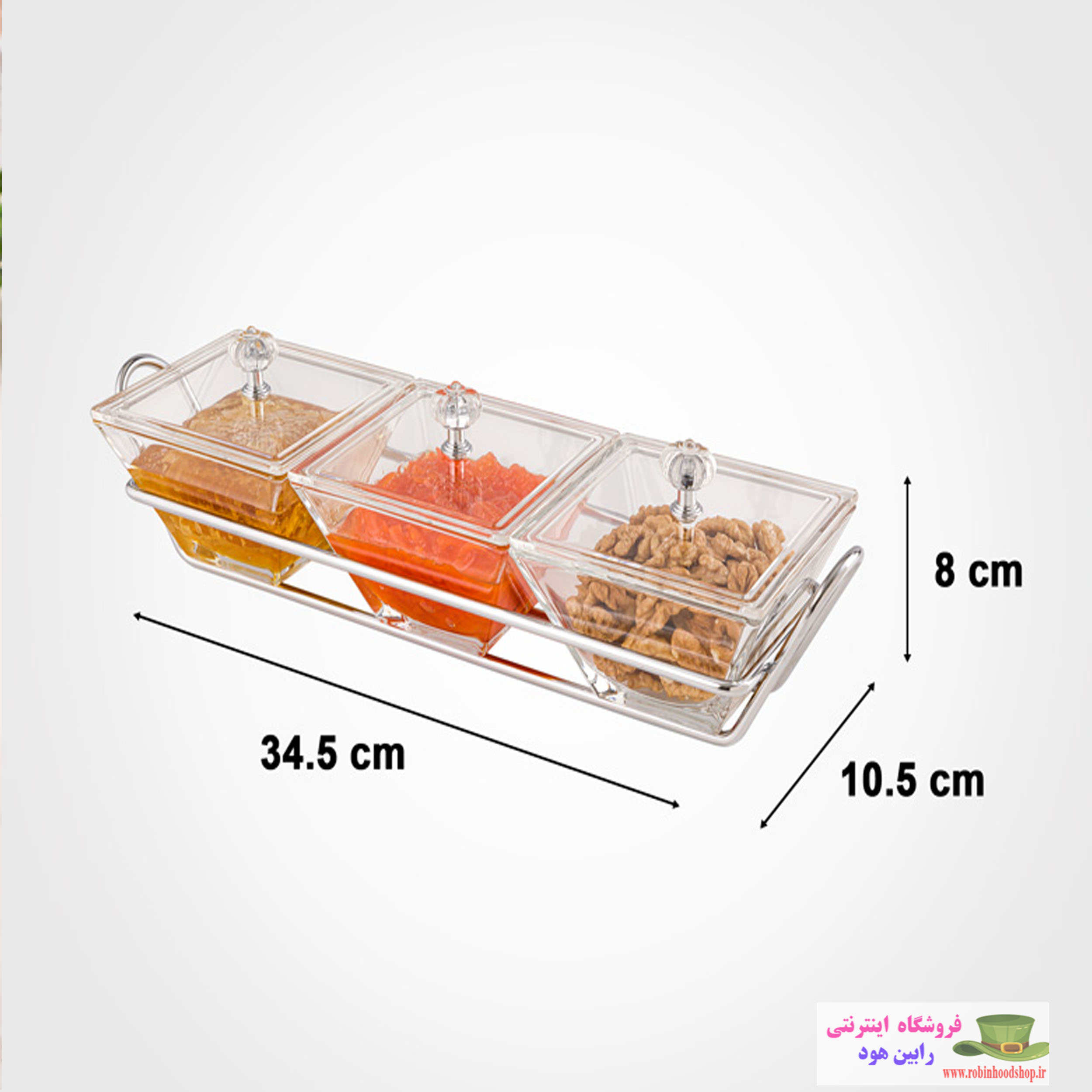 اردور خوری شیشه ای مربع استنددار سه خانه با درب اکرولیک - Image 2