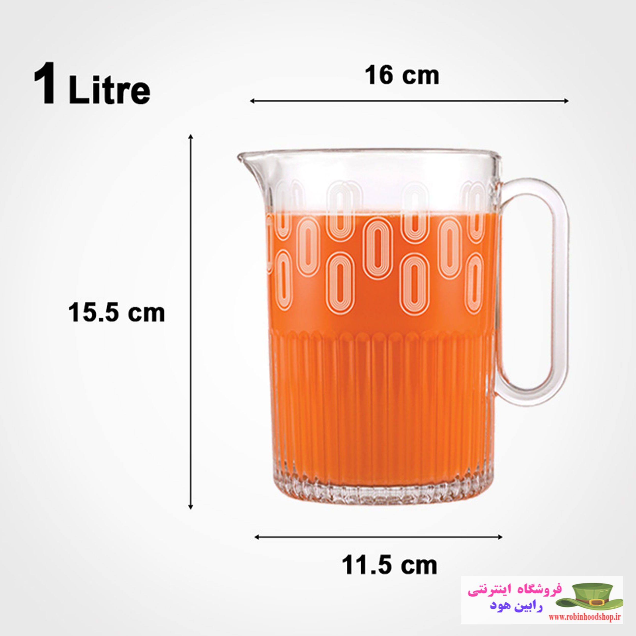 ست پارچ و لیوان شیشه ای شیاردار (چاپدار) - Image 6