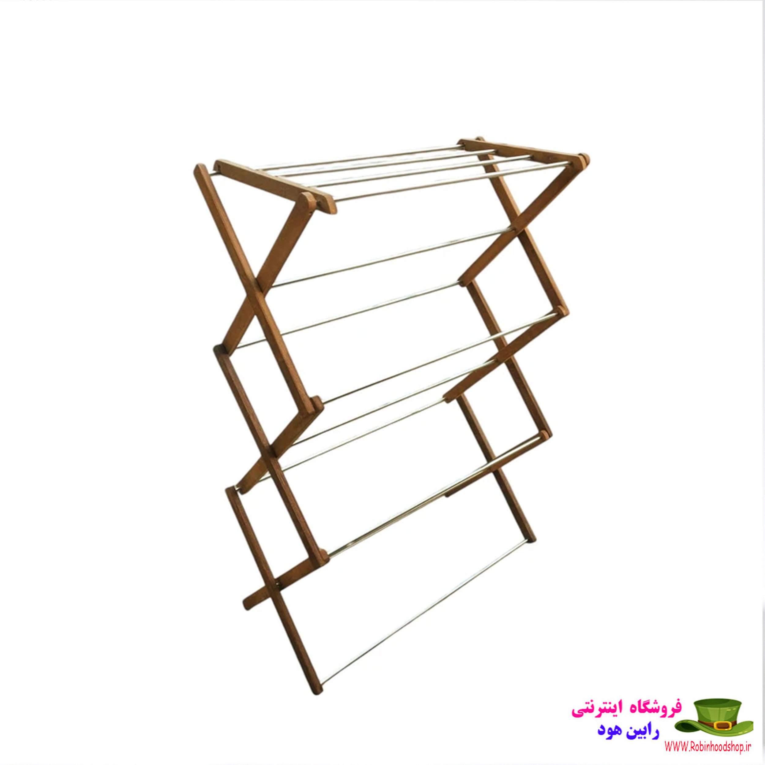 بند رخت آکاردئونی چوب و استیل لاکچری 945 فلاور