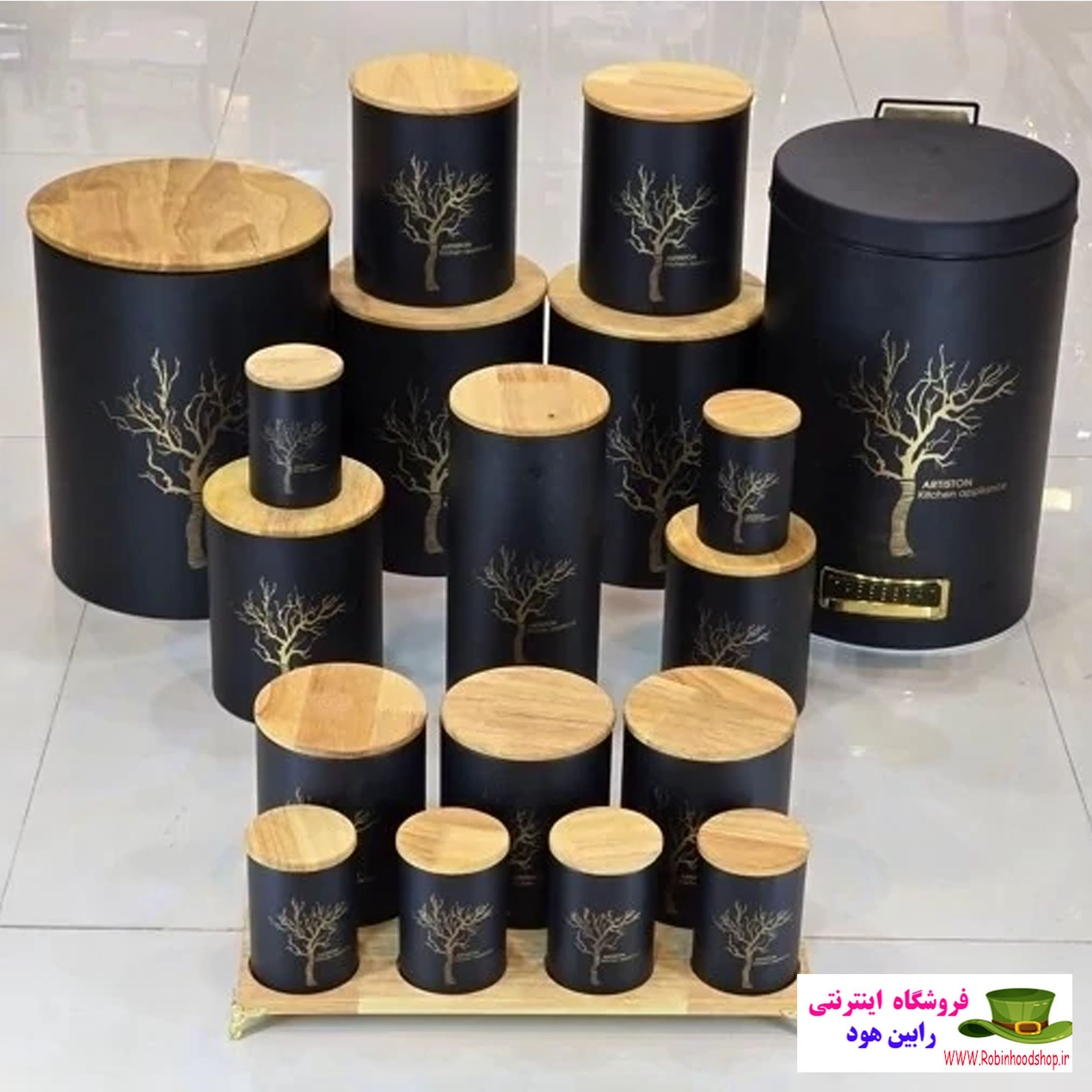 سرویس آشپزخانه آرتیستون 18 پارچه در بامبو رنگ مشکی
